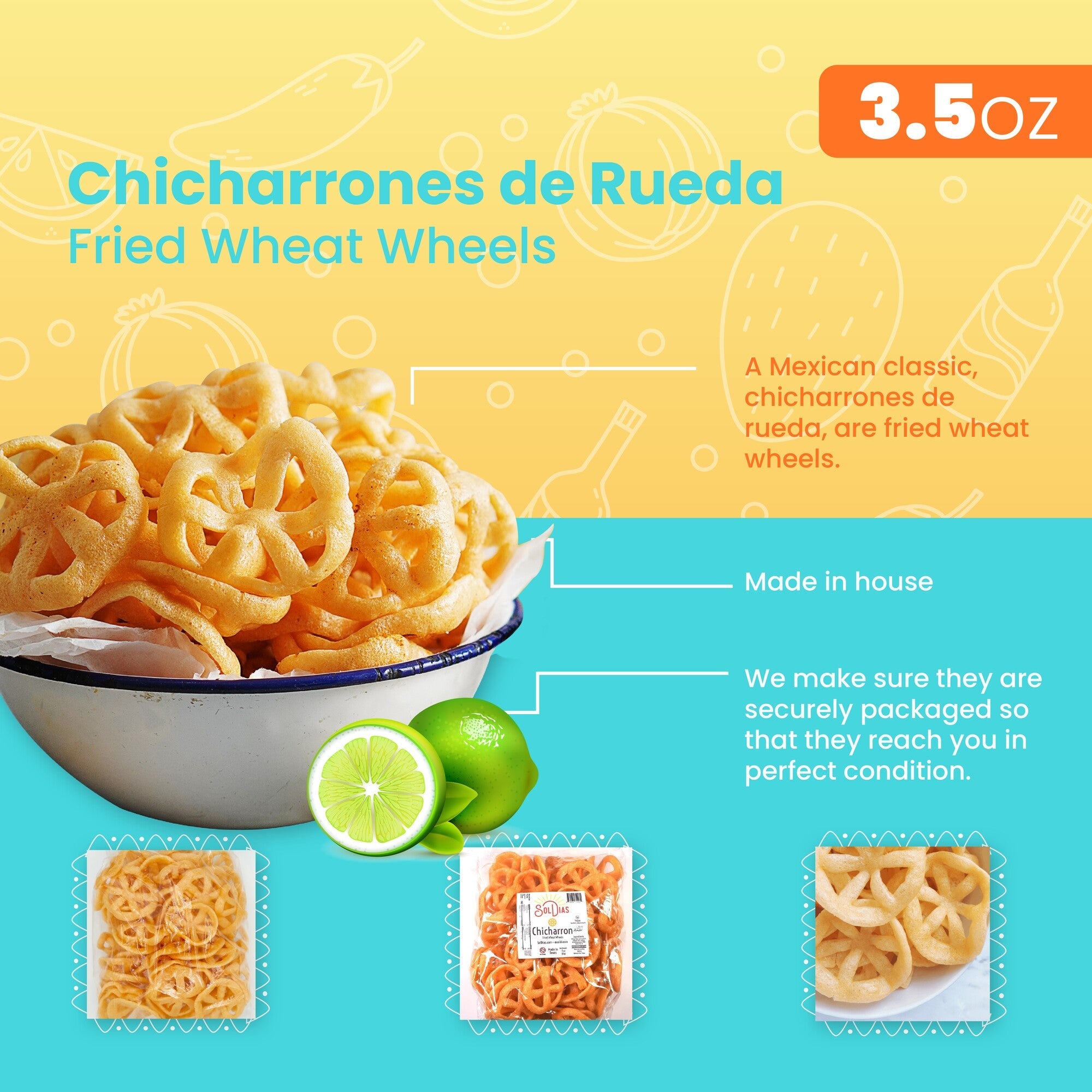 Chicharrones de Rueda | Rueditas de Trigo Fritas | 3 oz