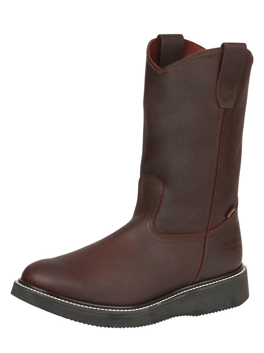 ESTABLO Men’s Leather Work Boot - Made in Mexico- Grasso Vino 24962