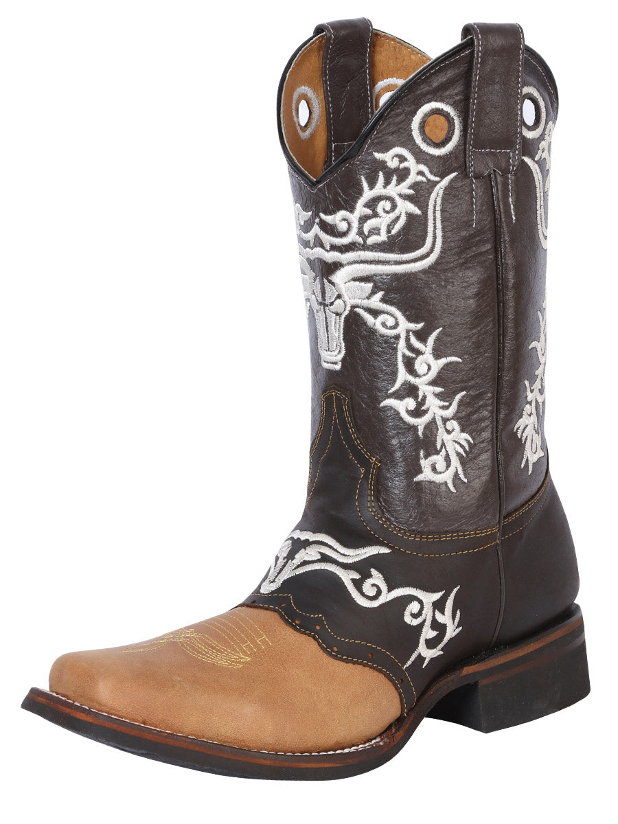El General Men’s Leather Cowboy Boot – Crazy Honey/Dark Brown – Style 33316