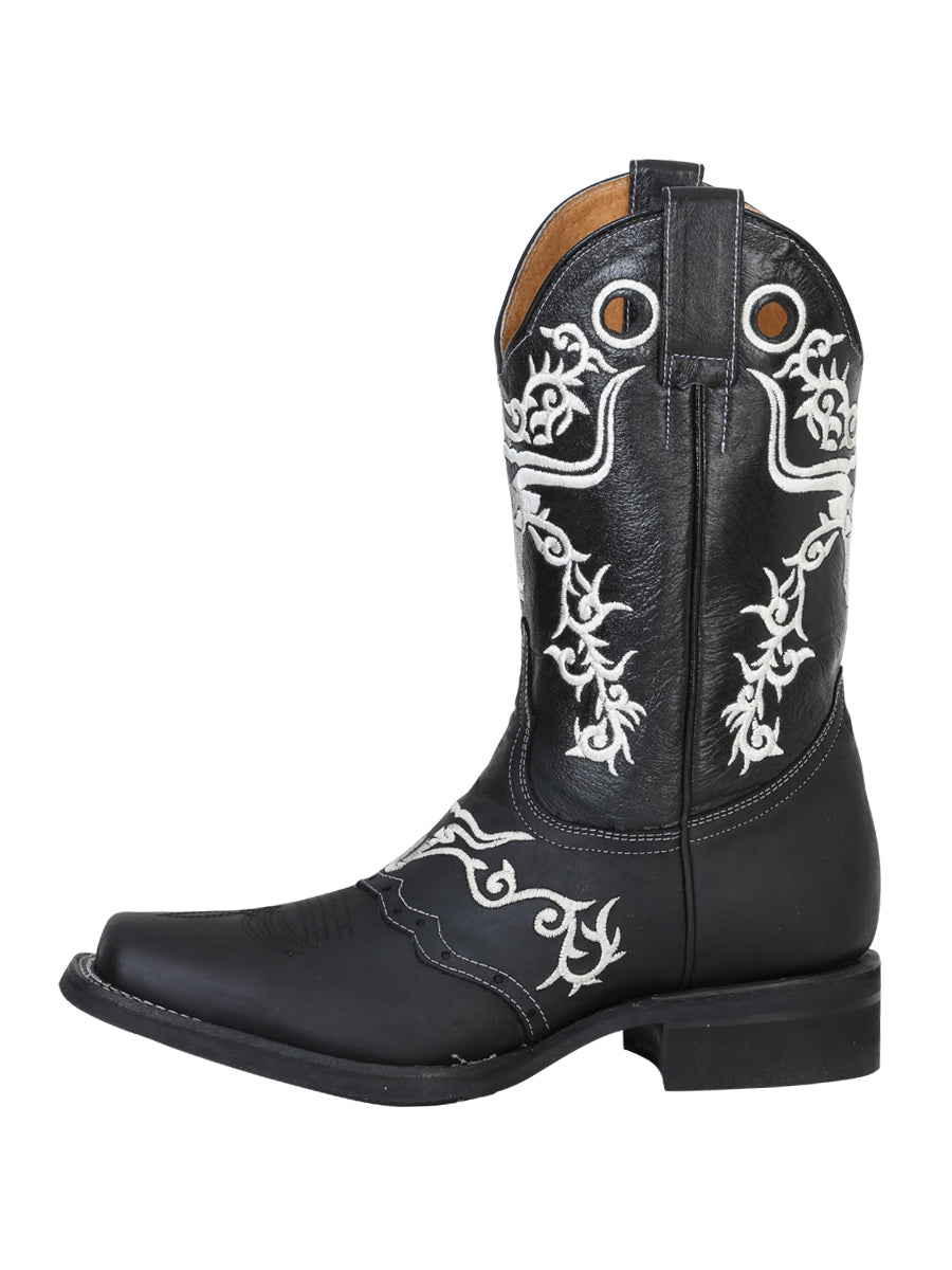 El General Men's Leather Cowboy Boot – Black – Style 34313