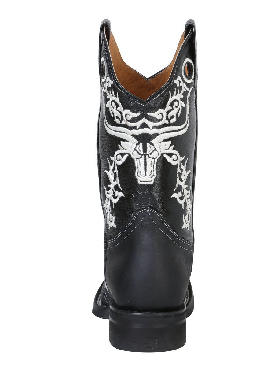 El General Men's Leather Cowboy Boot – Black – Style 34313