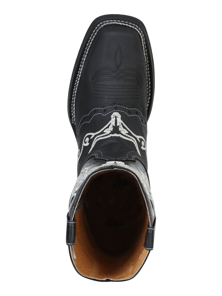 El General Men's Leather Cowboy Boot – Black – Style 34313