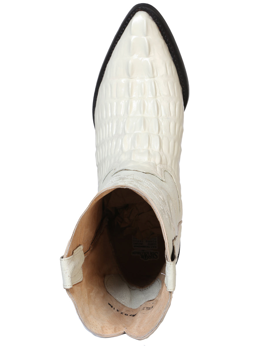 El Señor de los Cielos Men’s Western Boot - Caiman Tail Print Leather - Bone 40845