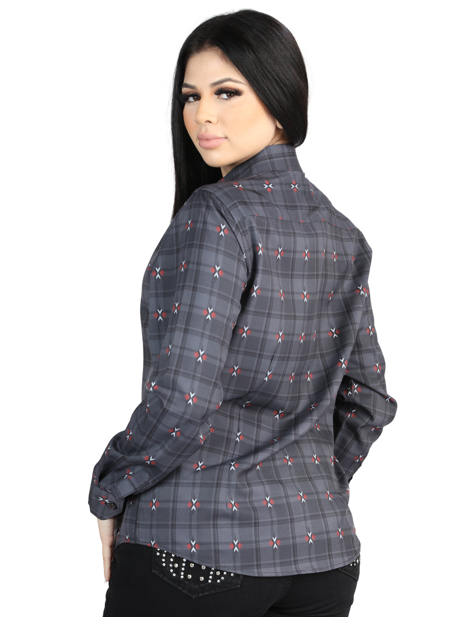 El General - Casual Long-Sleeve Shirt - Gray/Brown 44725