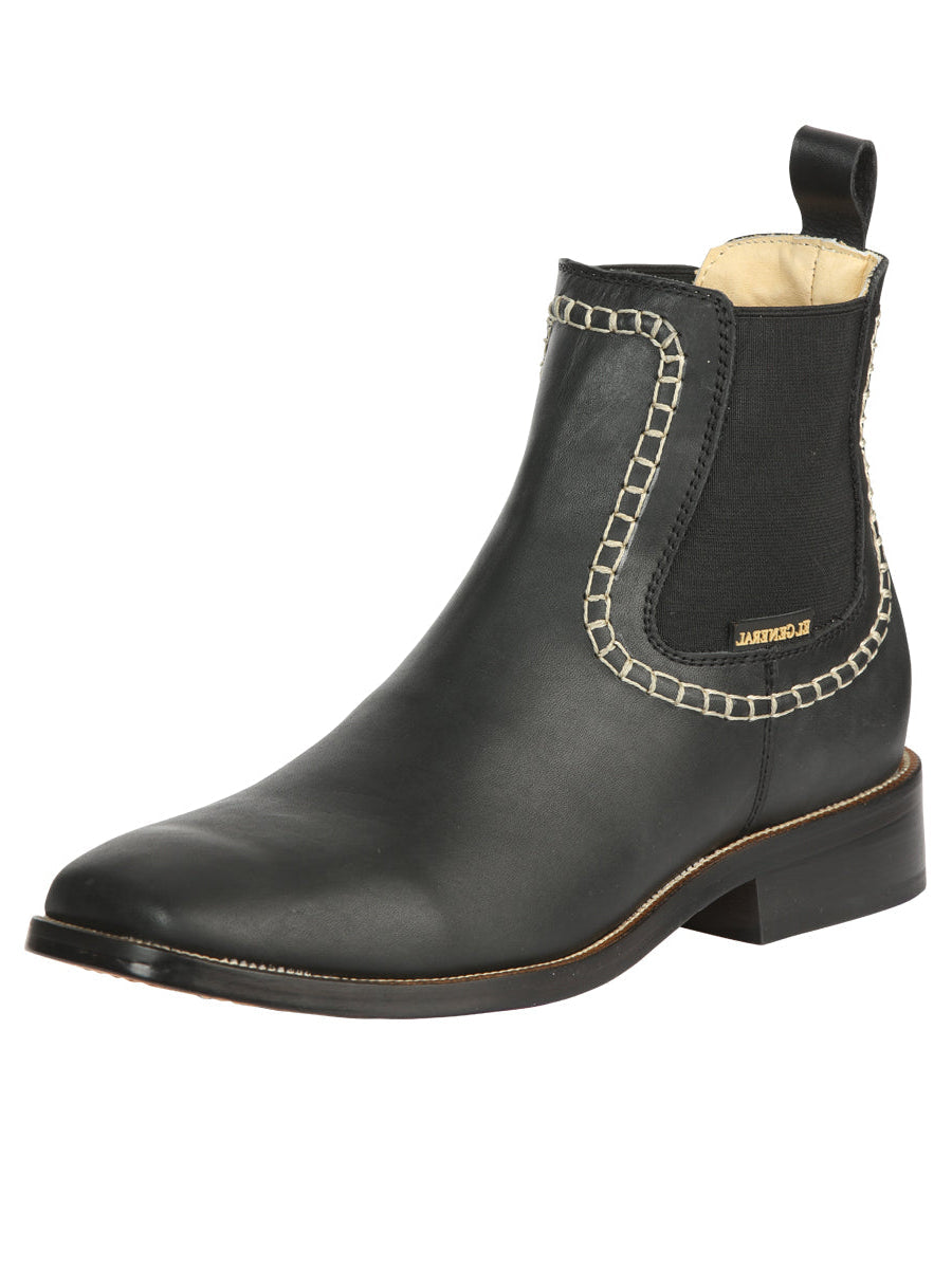 El General Men’s Leather Ankle Boots - Black 45420