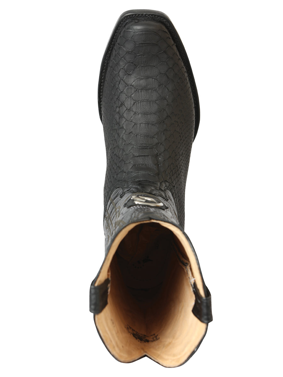 El General Men’s Exotic Python Leather Cowboy Boots – Black – Style 45523