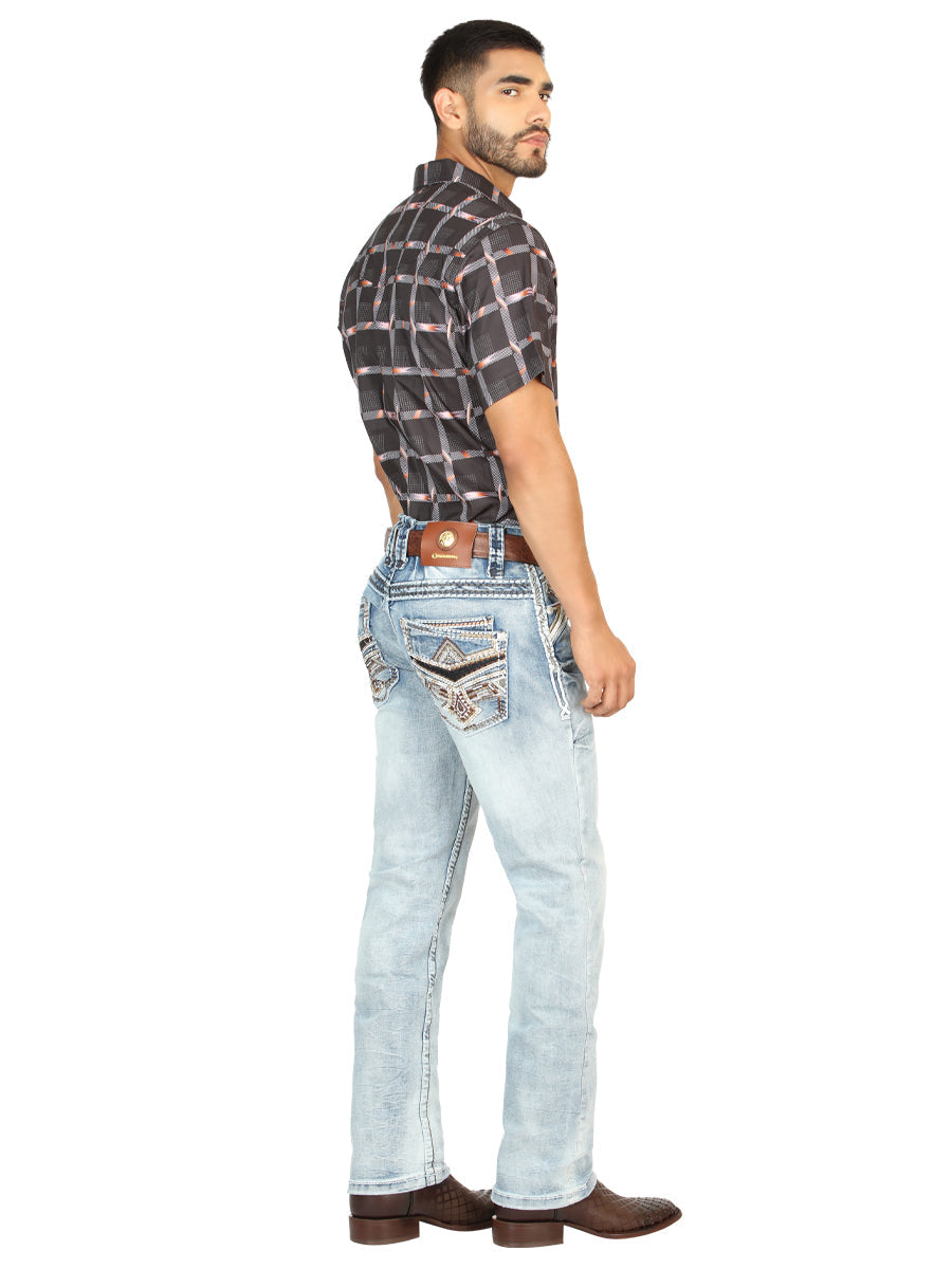 Centenario Men's Premium Denim Boot Cut Pants - Medium Blue 45533