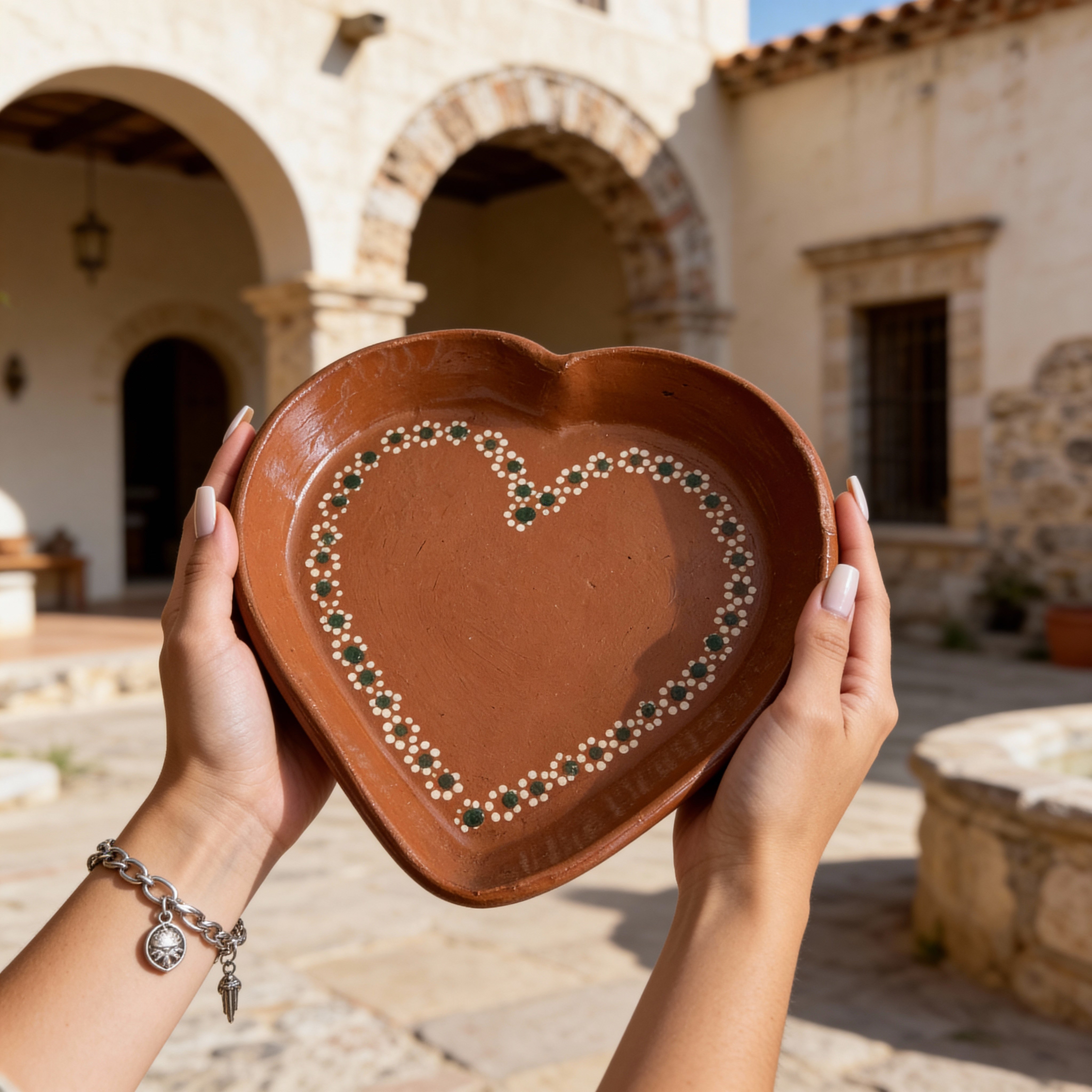 Plato de barro en forma de corazón