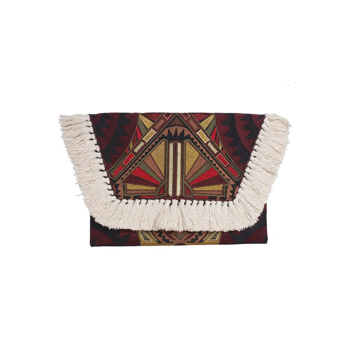 Embroidered Multi Tassel Envelope Clutch Bag - Thailand