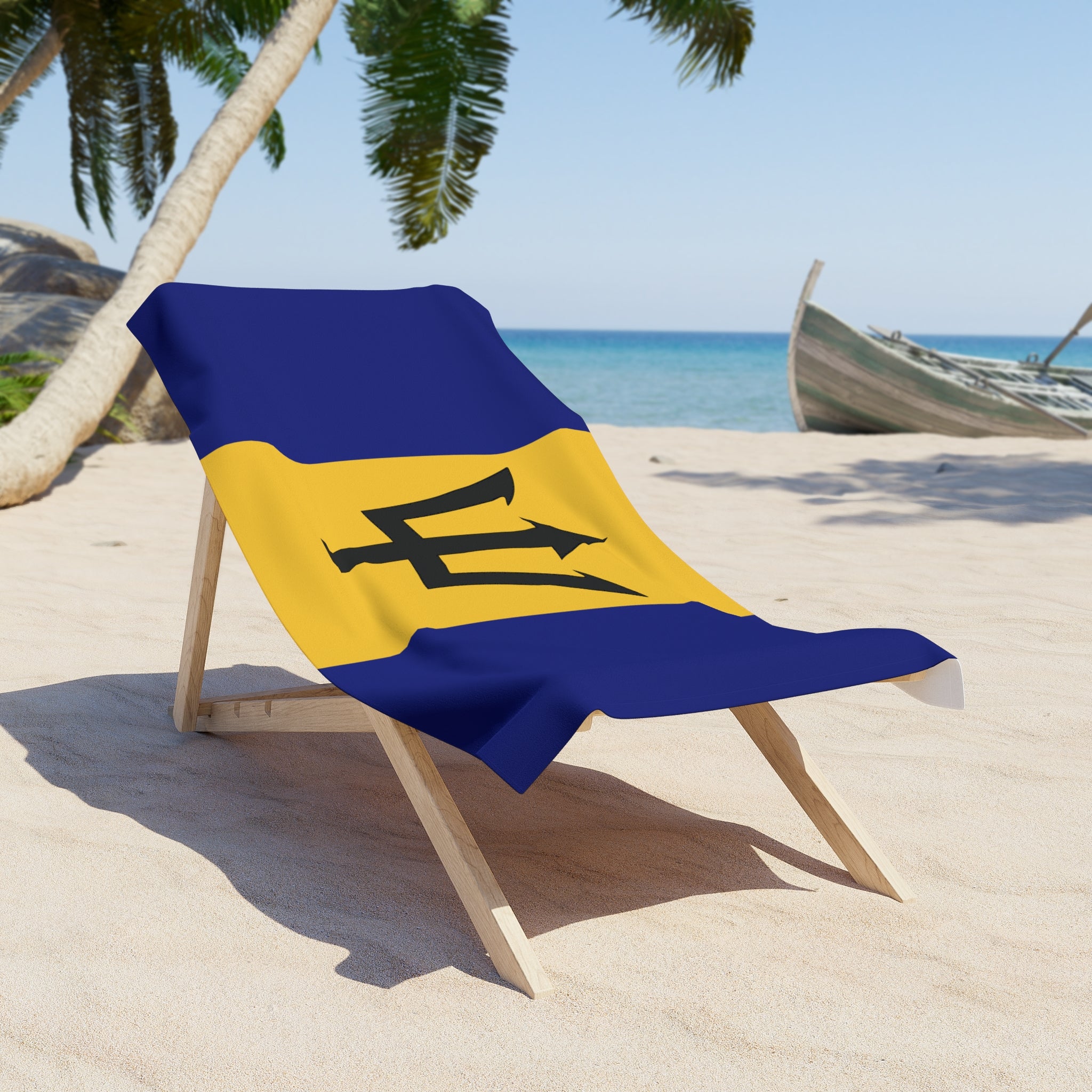 Toalla de playa con la bandera de Barbados | Calidad y durabilidad - 2 tamaños | Orgullo Bajan | Regalo para los de Barbados