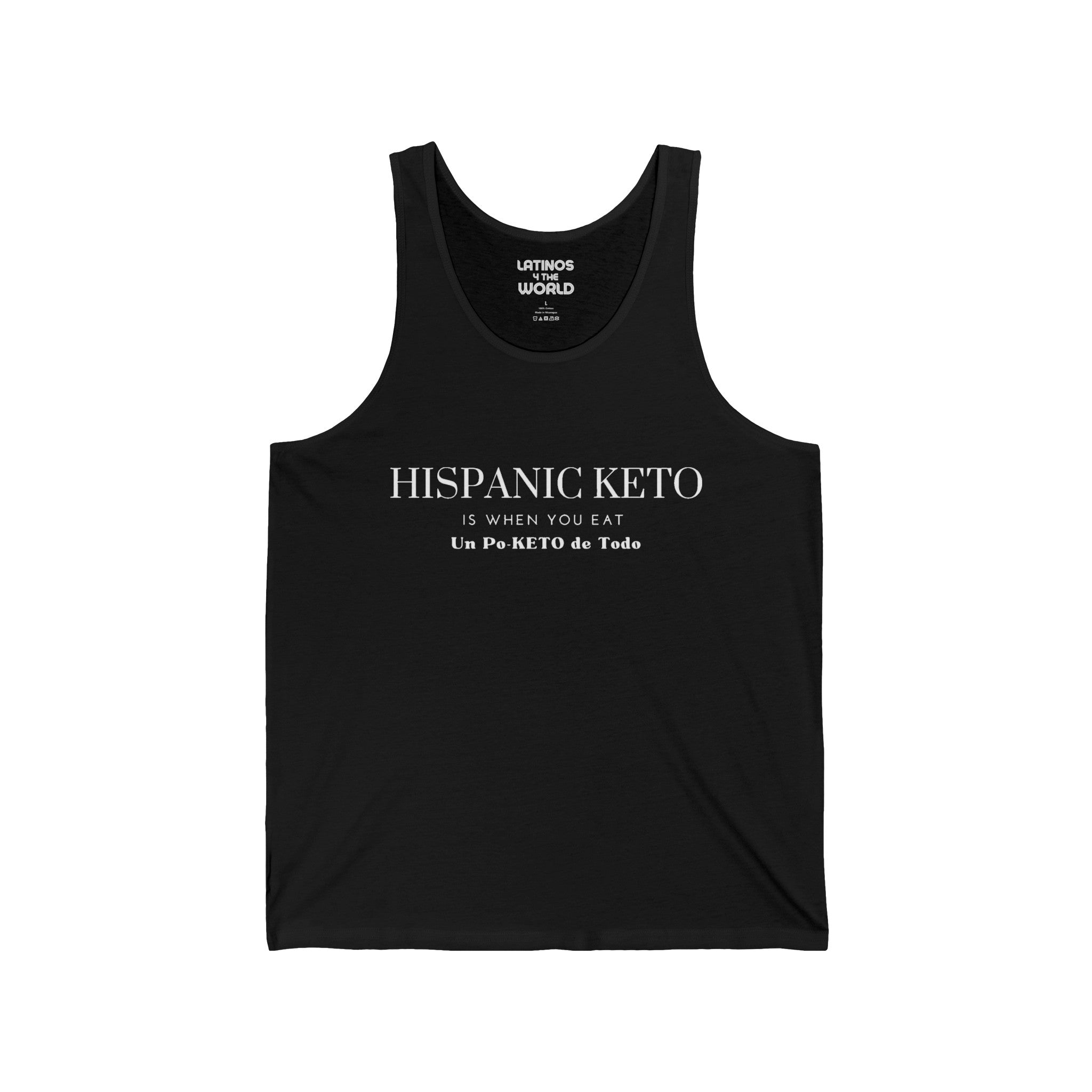Hispanic Keto Is When You Eat Un Po-Keto De Todo Camiseta sin mangas | Algodón ligero | Camisetas latinas virales divertidas | Unisex - 4 COLORES