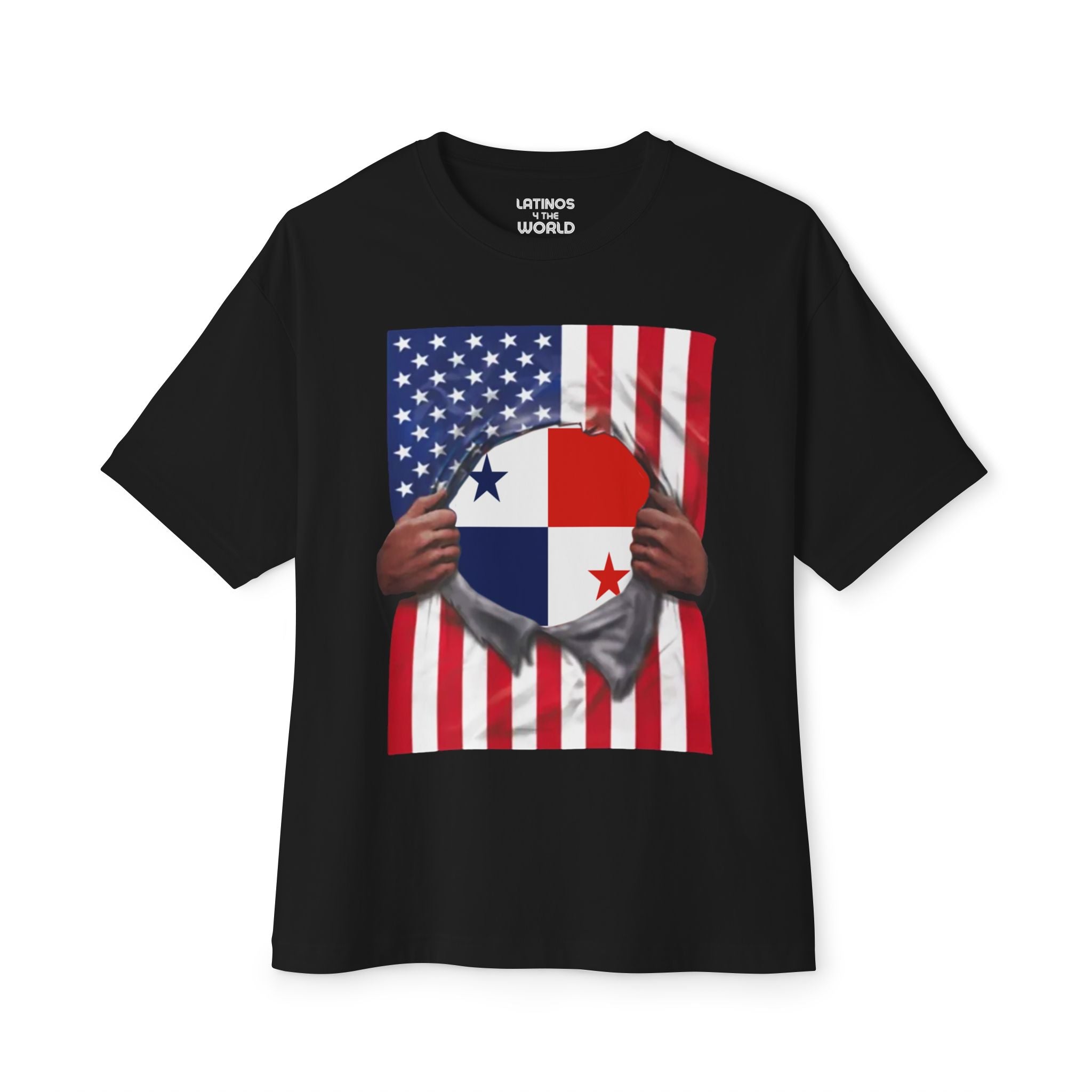 Camiseta Orgullo Bandera de Panamá + Bandera de EE. UU. | Bandera Panameña + Americana Rasgada 4 de Julio | Camisetas Virales Latinas Divertidas | Unisexo - 4 Colores