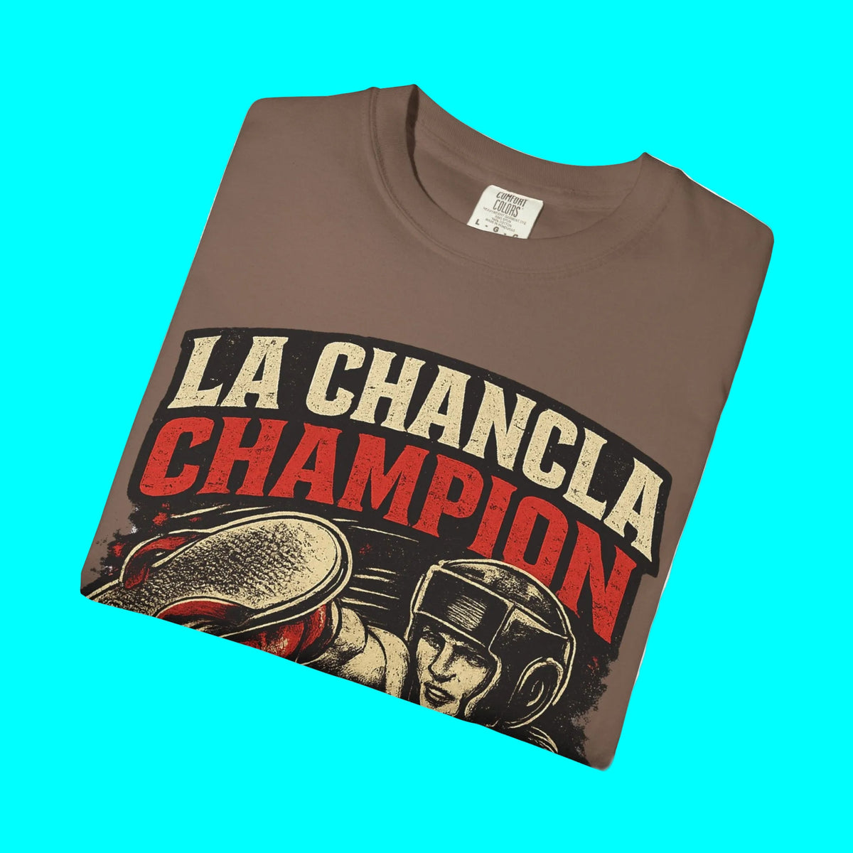 LA CHANCLA CHAMPION Boxing Chancleta T-shirt | Dia De La Madre, Mother's Day | Funny Latino Pride | Heavyweight Cotton