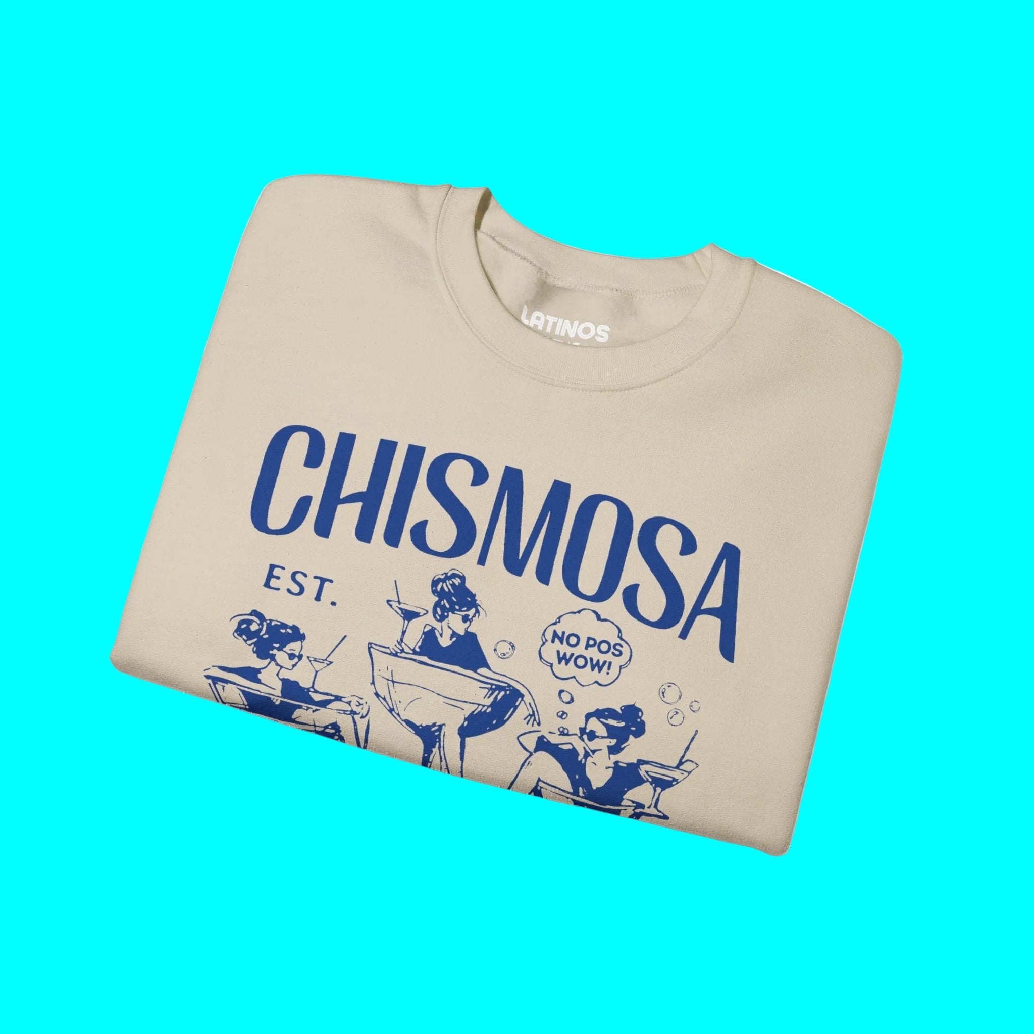 Sudadera con cuello redondo del Chismosa Social Club | ¡No Pos Wow! ¡Solo por invitación! Sudadera divertida con cuello redondo y forro polar latino | 3 colores disponibles