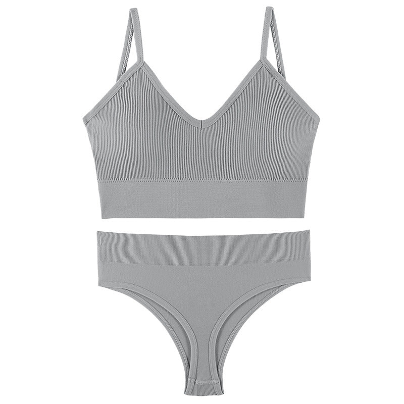 Women Seamless Bra Top Fitness Swimwear Push Up Exercise Bikini For Women 2 Pieces Ribbed Seamless Yoga Bikini Sets Sports Bra And Underwear Set 2 Piece High Waist Summer Bikini