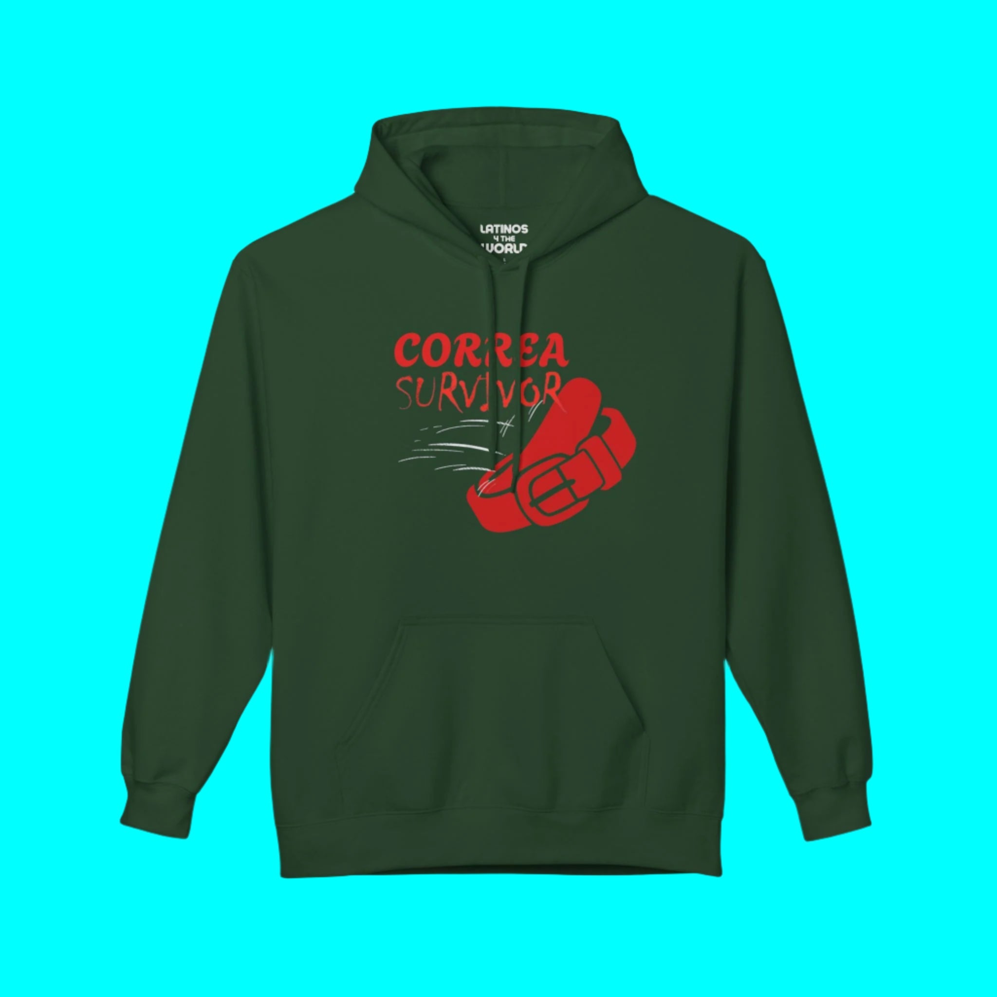 Sudadera cálida y cómoda Correa Belt Survivor | Chancleta Cinturón Broma Orgullo Latino Forro polar divertido | Latinos 4 The World