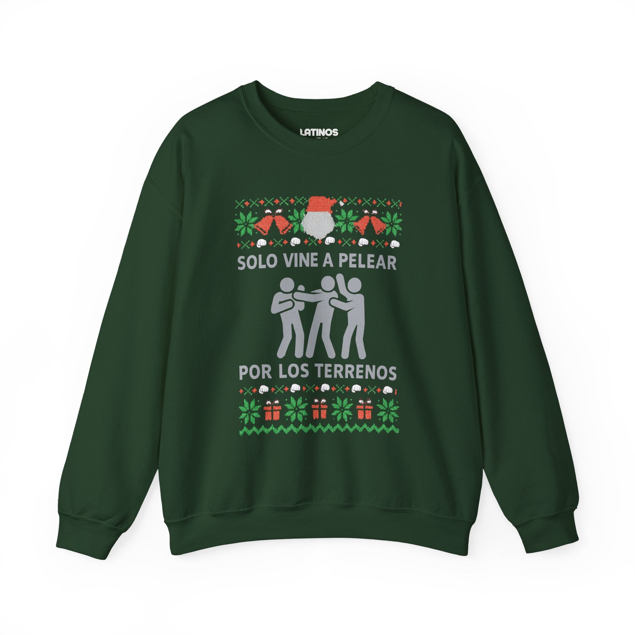 Solo Vine A Pelear Por Los Terrenos Latino Navidad Ugly Christmas Sweater | 3 Colores