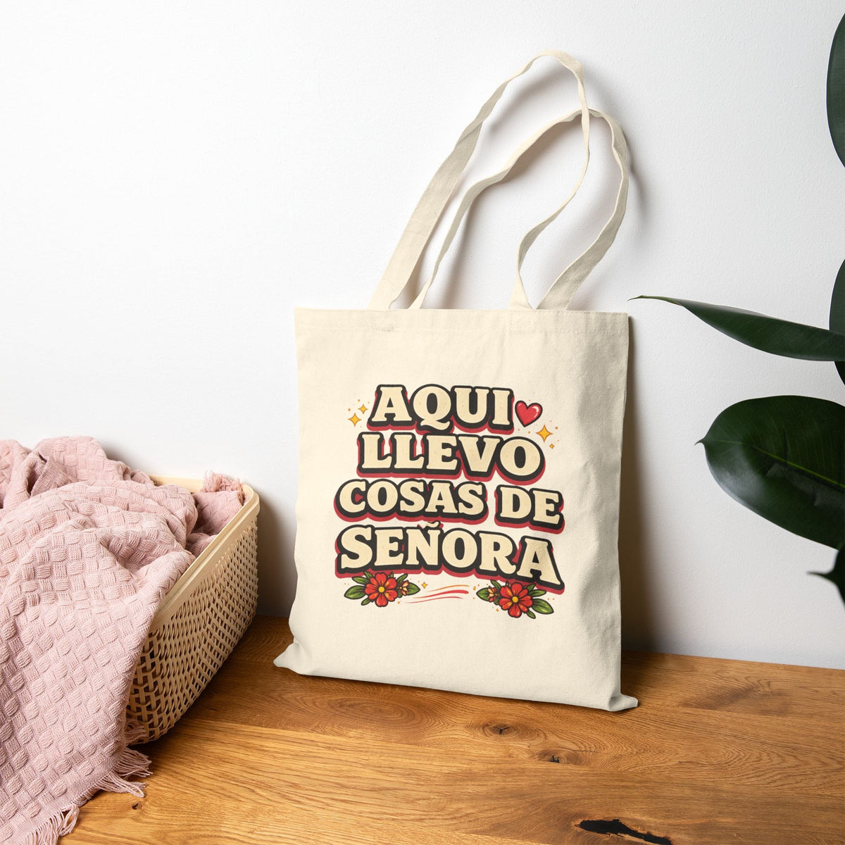 Aqui Llevo Cosas de Señora Canvas Tote Bag | Latino Floral Market Tote | Mother's Day Gift | Dia De La Madre