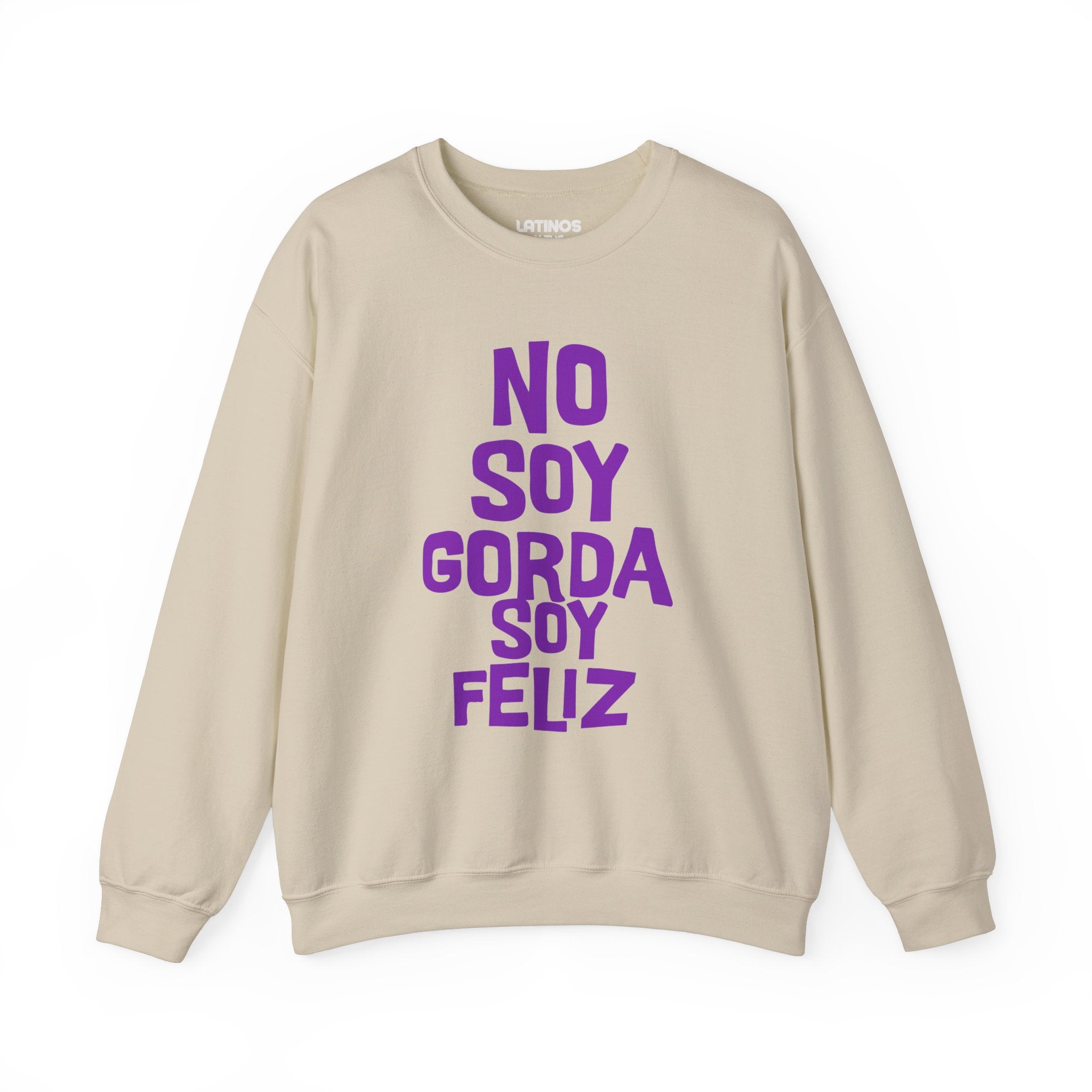 Sudadera de cuello redondo "No Soy Gorda Soy Feliz" | Meme latino viral divertido | 3 colores