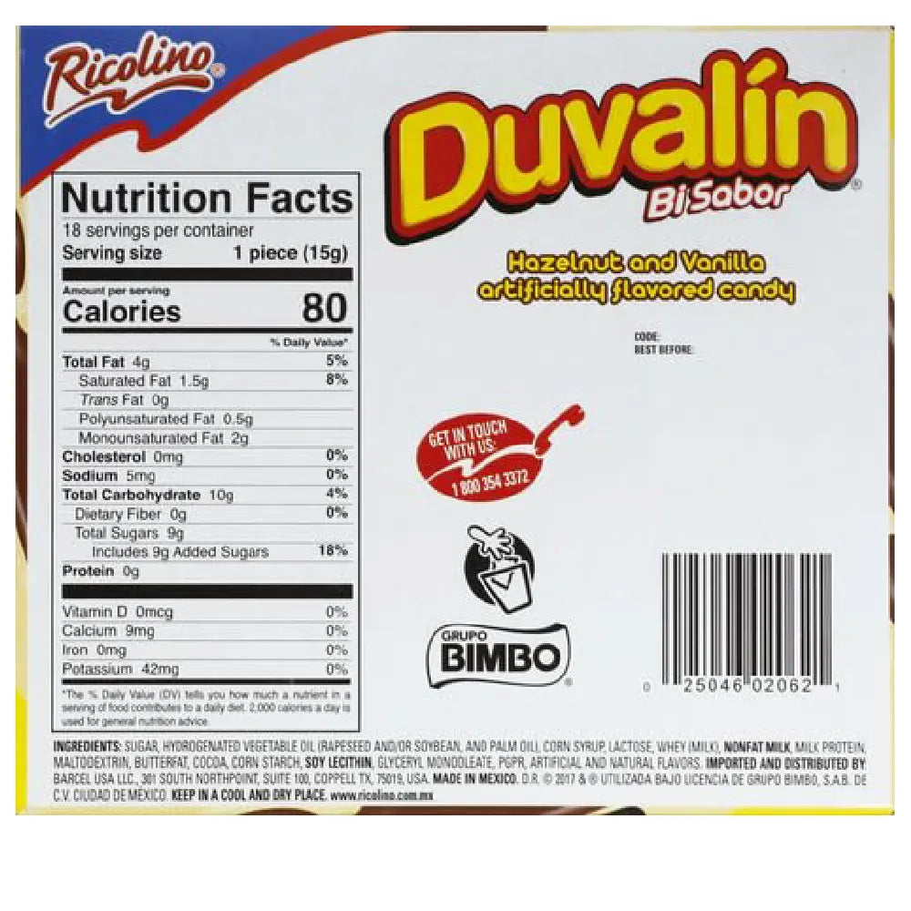 Duvalin Avellana-Vainilla 18 unidades
