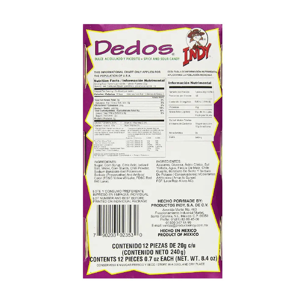 Indy Dedos 12 unidades 8.4 oz