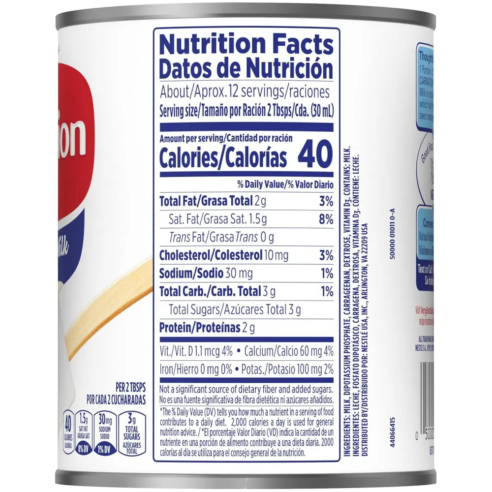 Leche Evaporada Carnation de Nestlé 12 oz