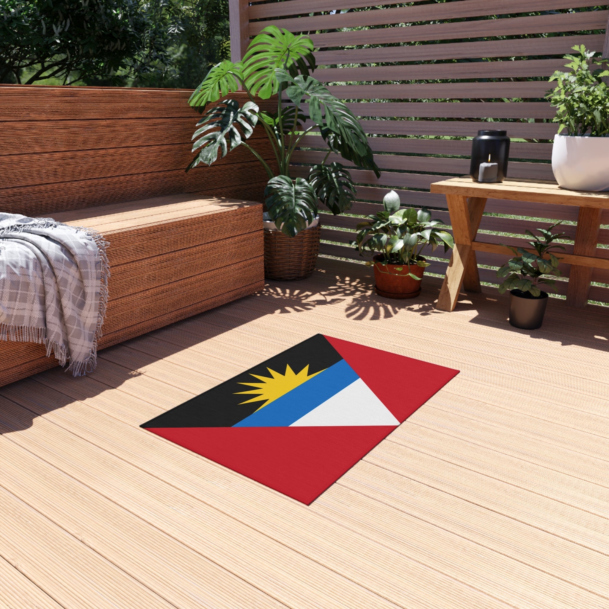 Felpudo exterior antideslizante con la bandera de Antigua y Barbuda | Saint John's | Antiguan Liberta | 24"x36"