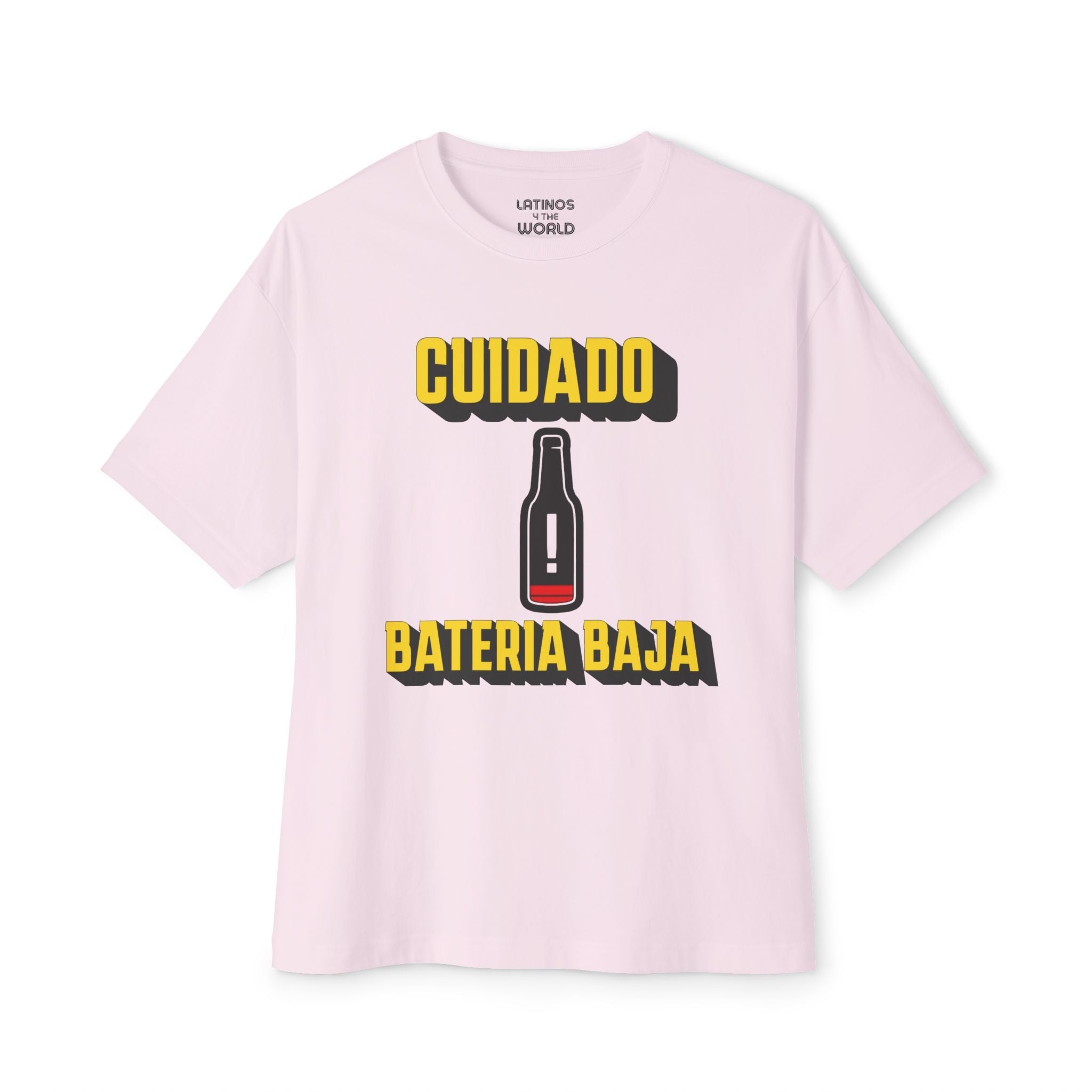 Cuidado Bateria Baja Cerveza Beer Funny Low Battery Latino T-shirt | Camisetas Virales de Bar | Unisex - 3 Colores