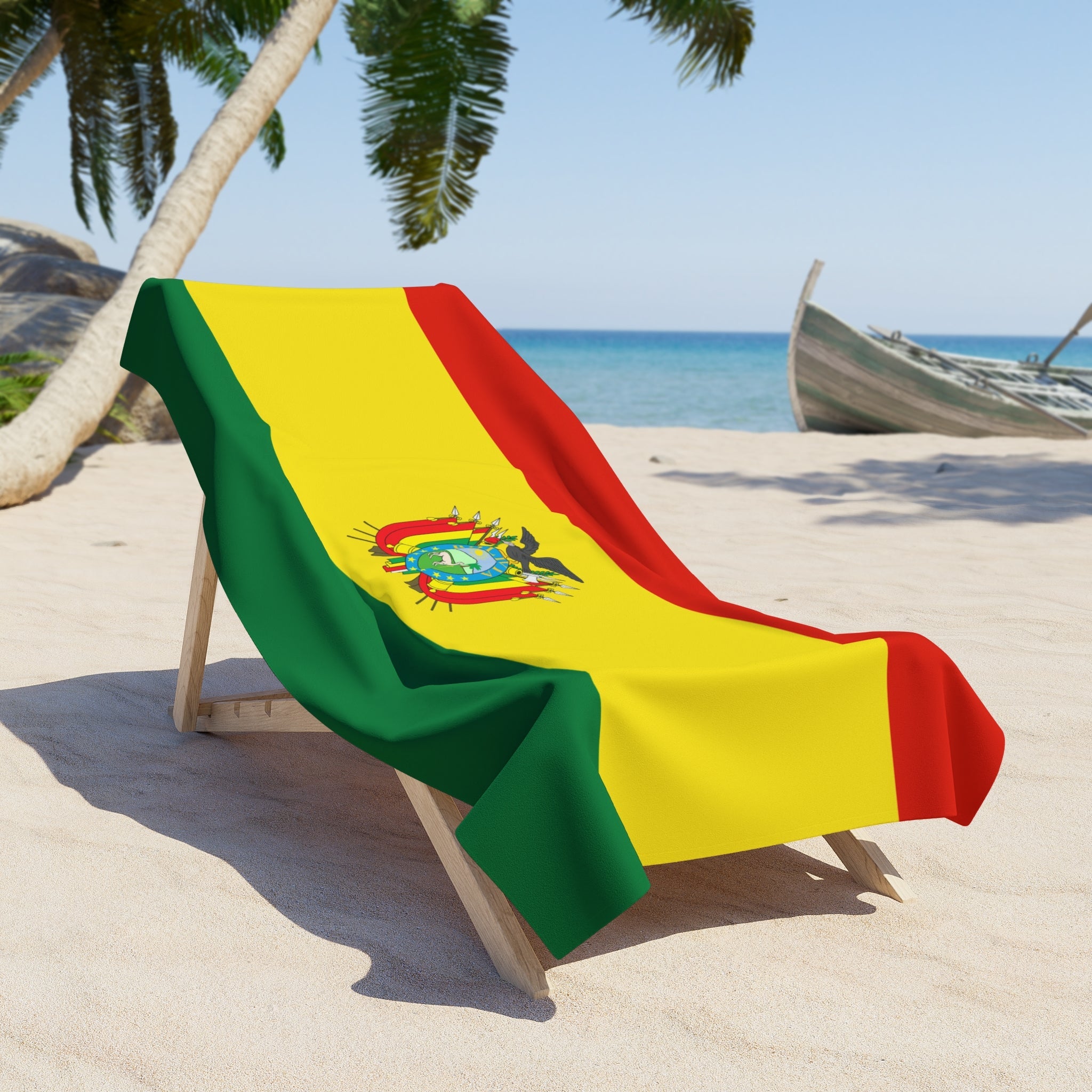 Toalla de playa con la bandera de Bolivia | Calidad y duradera - 2 tamaños | Orgullo boliviano | Regalo para bolivianos