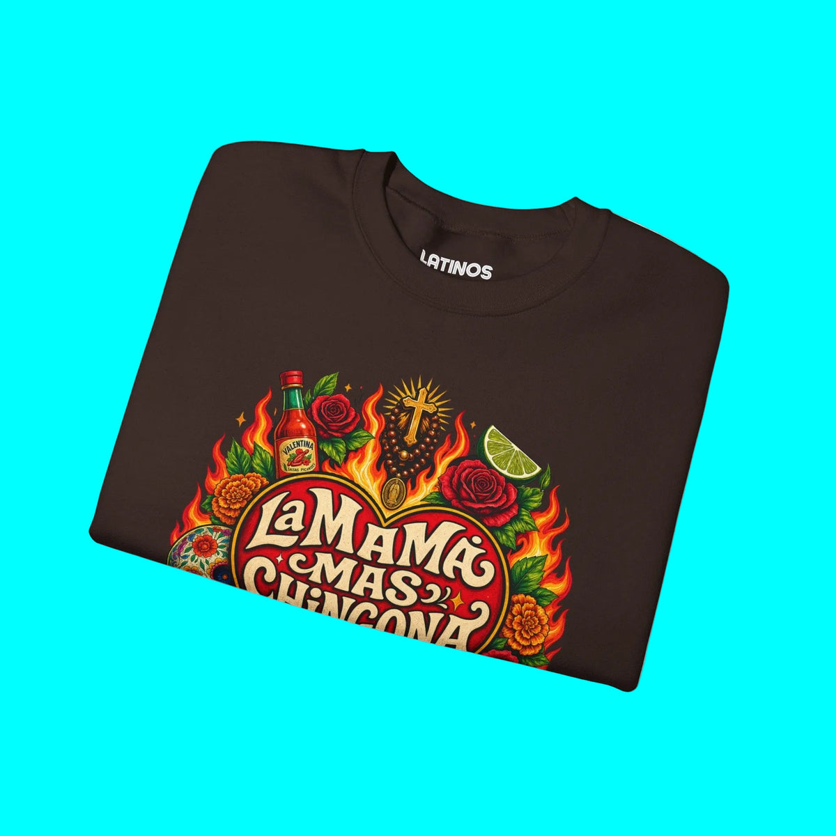 LA MAMÁ MAS CHINGONA Comfy Fleece-Lined Crewneck Sweatshirt | Dia De La Madre, Mother's Day | Funny Latino Pride