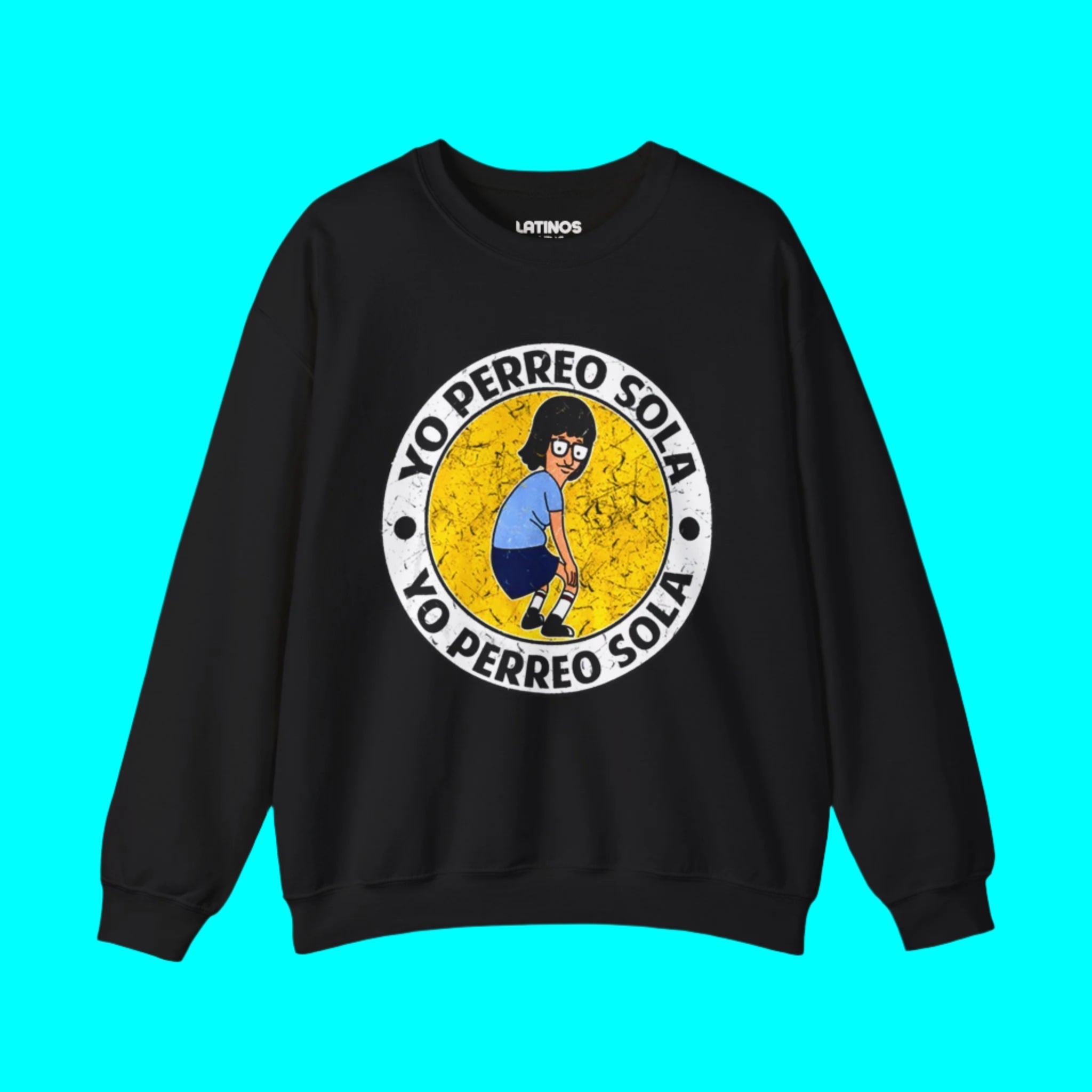 Sudadera Yo Perreo Sola Comfy Crewneck | Letra conejo bailarín | Camisetas Reggaeton | 3 colores
