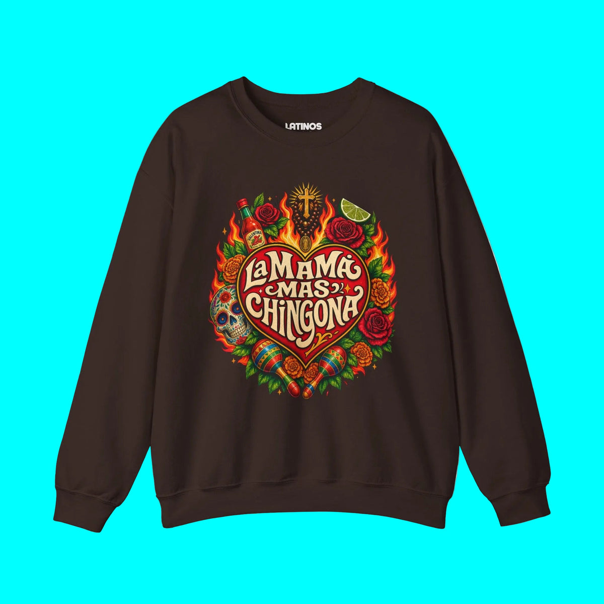 LA MAMÁ MAS CHINGONA Comfy Fleece-Lined Crewneck Sweatshirt | Dia De La Madre, Mother's Day | Funny Latino Pride