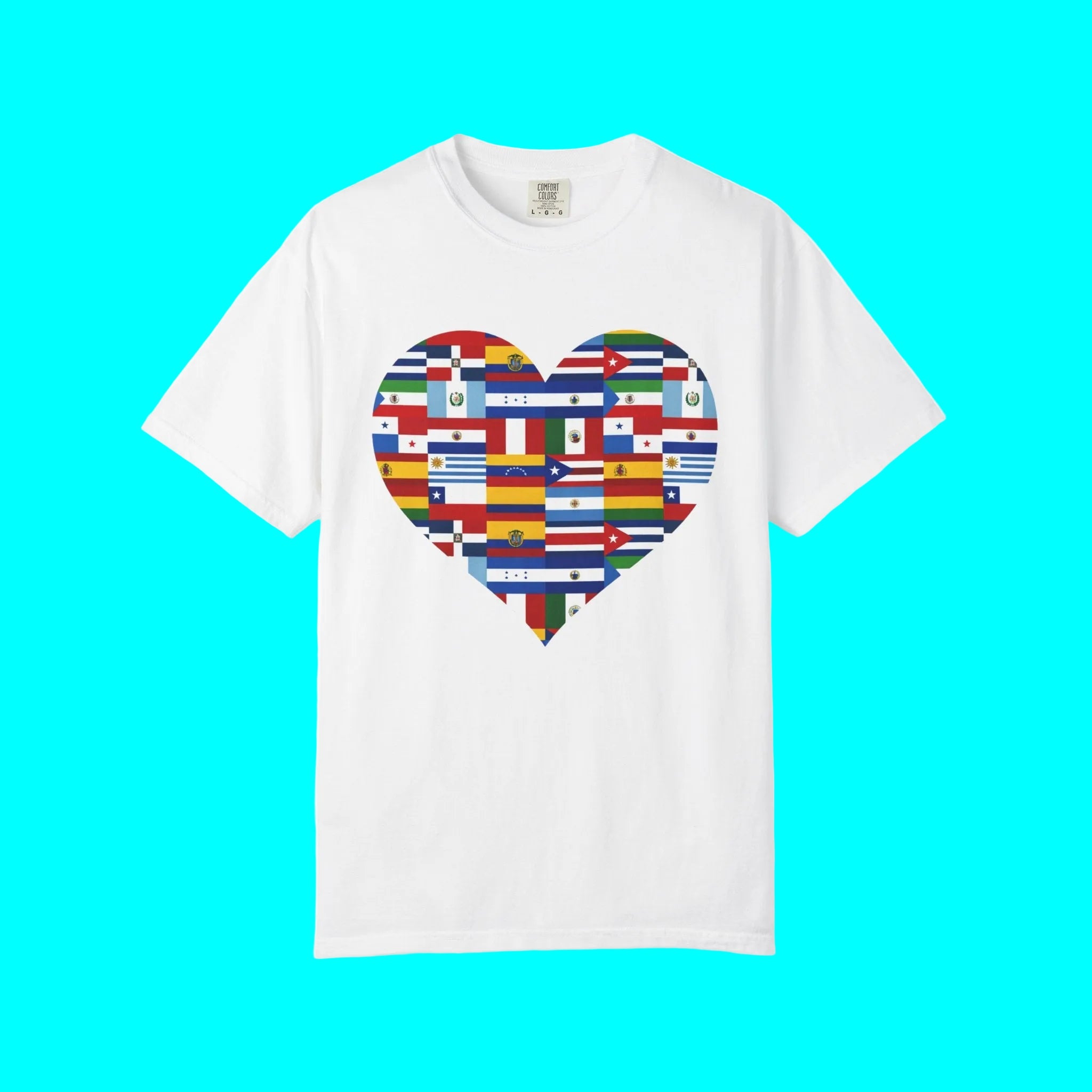 Camiseta con Corazón Países Herencia Hispana/Latina | Banderas de Países de Habla Hispana | Camisetas Latinas Virales | Unisex