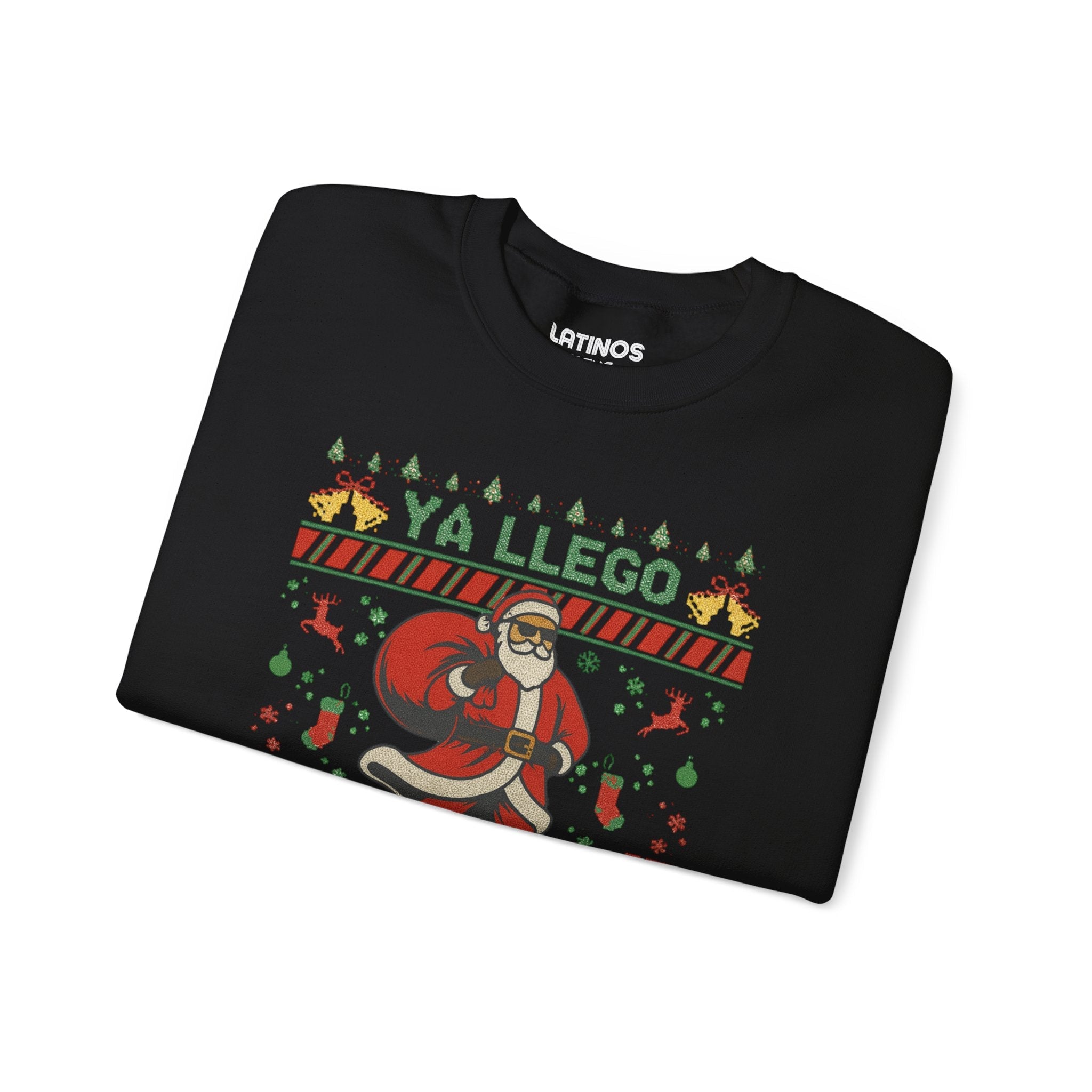 Suéter navideño estilo punto con diseño de Papá Noel "Ya Llegó Por Quien Lloraban" | Divertido español latino | 3 colores