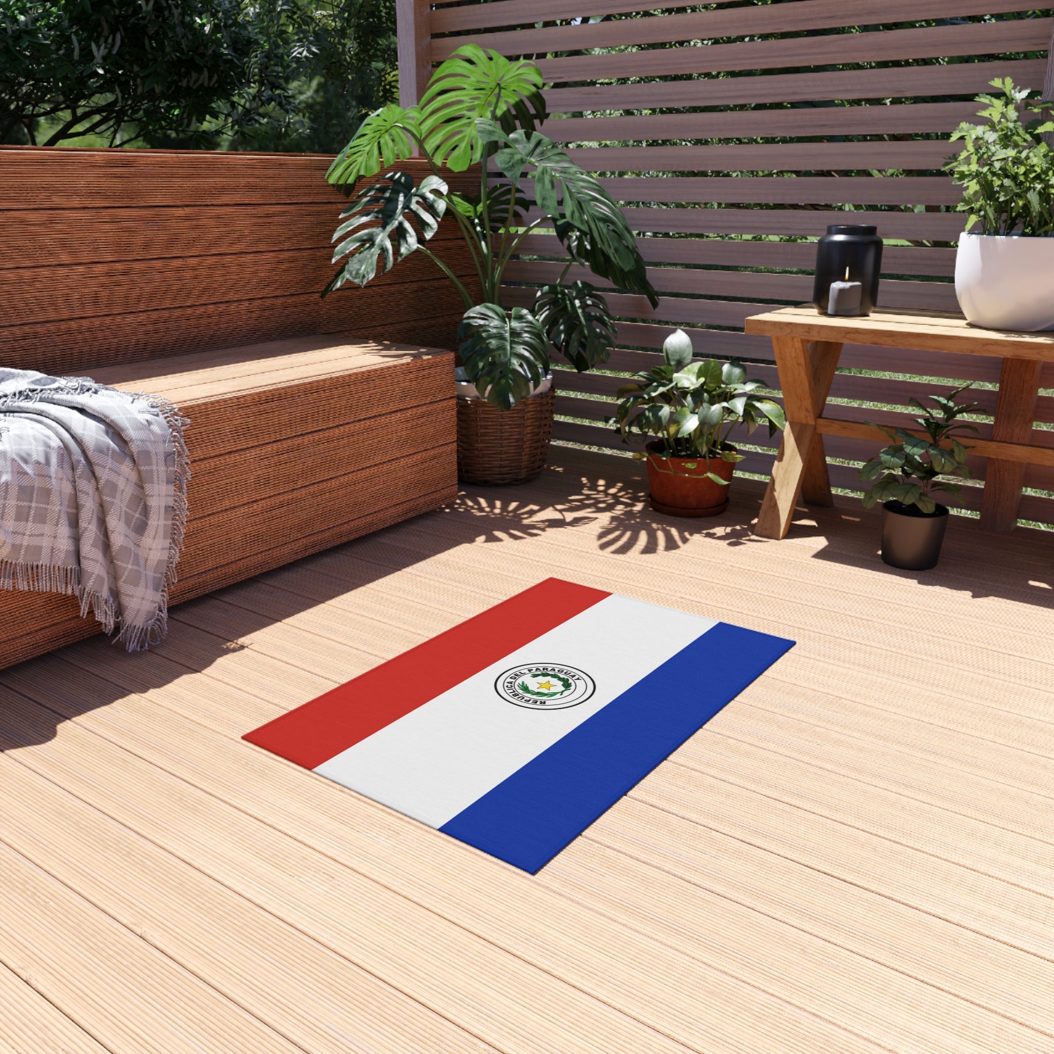 Alfombra de puerta antideslizante para exteriores con la bandera de Paraguay | Asunción | Ciudad del Este | San Lorenzo | Regalo para paraguayos | 24"x36"