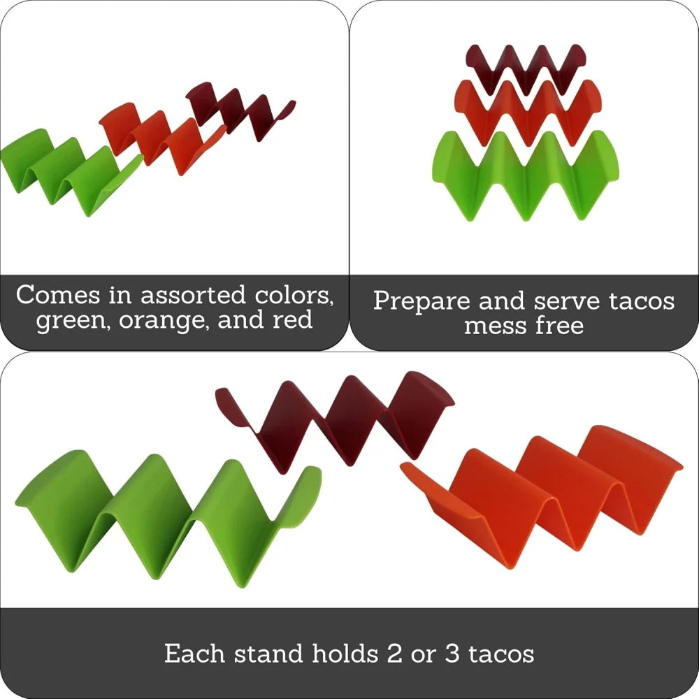 Imusa 3pc Taco Holder Stand Plastic Multi- Color strd