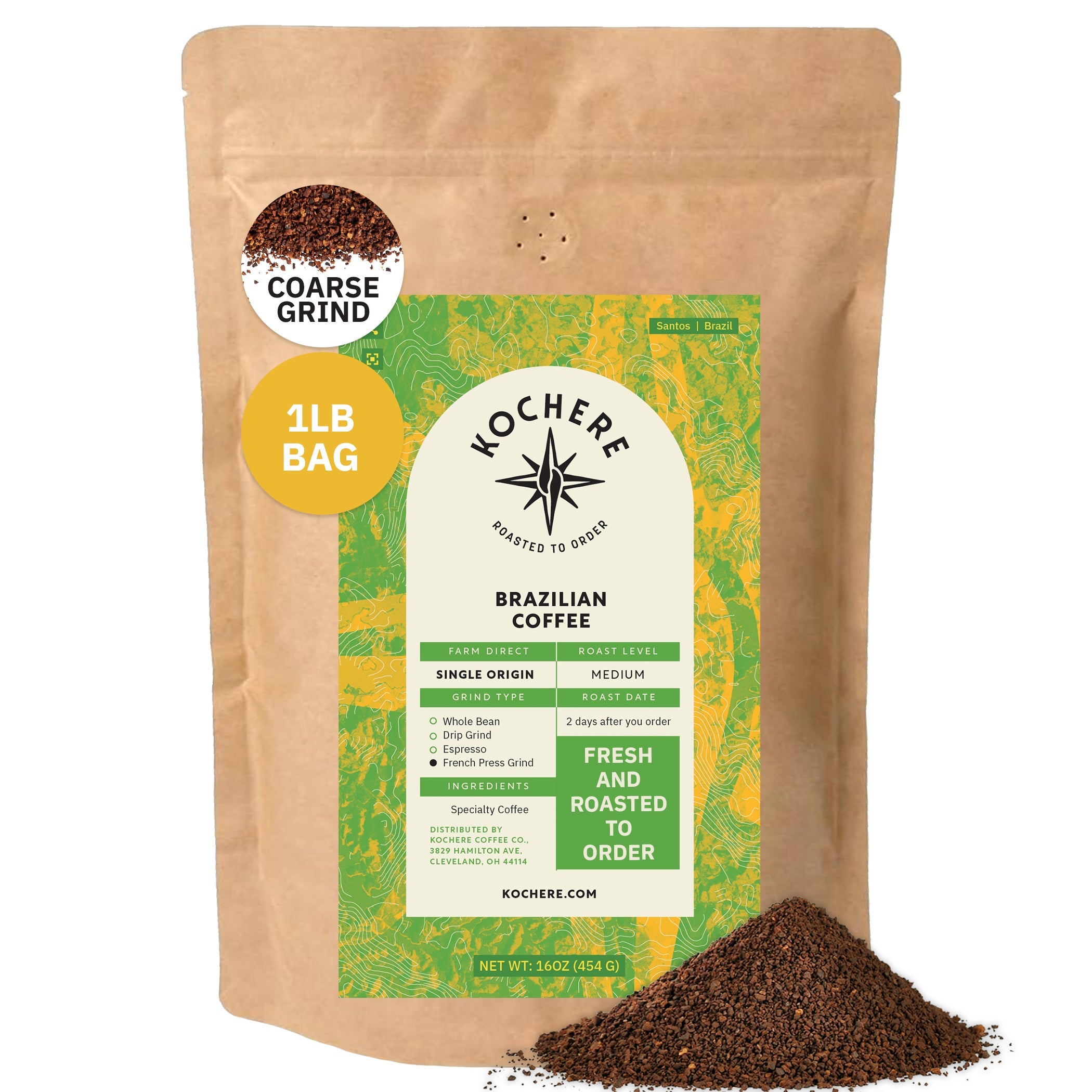 Kochere Coffee Brazilian Santos Medium Roast - Smooth, Elegant, Cocoa Notes