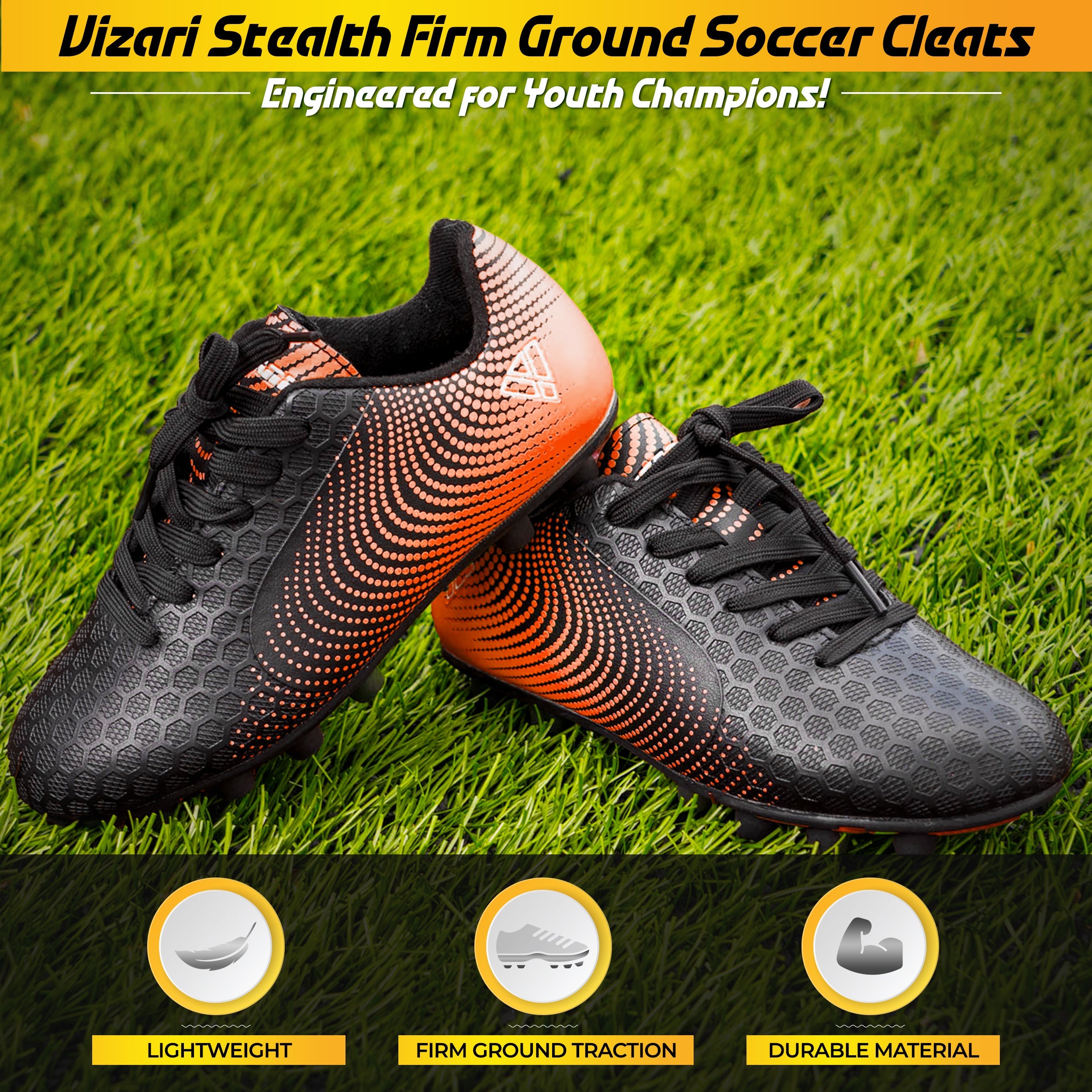 Stealth Firm Ground Soccer Shoes -Black/Orange