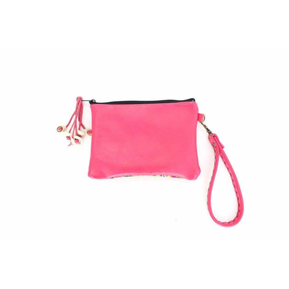 Shelly Vintage Textile Embroidered Unique Leather Wristlet - Thailand
