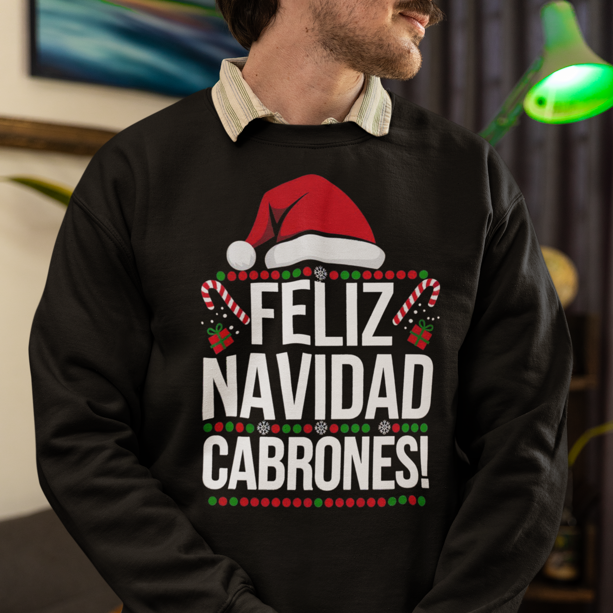 Suéter de Navidad "Feliz Navidad Cabrones" | Sudadera cómoda de cuello redondo | Divertido regalo de Navidad Latino | 4 colores