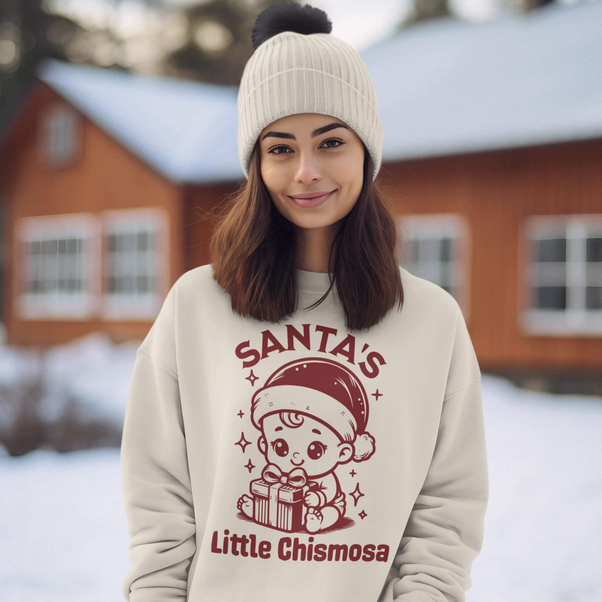 Sudadera divertida y cómoda de cuello redondo "La Chismosa Pequeña de Santa" para mujer | 3 colores