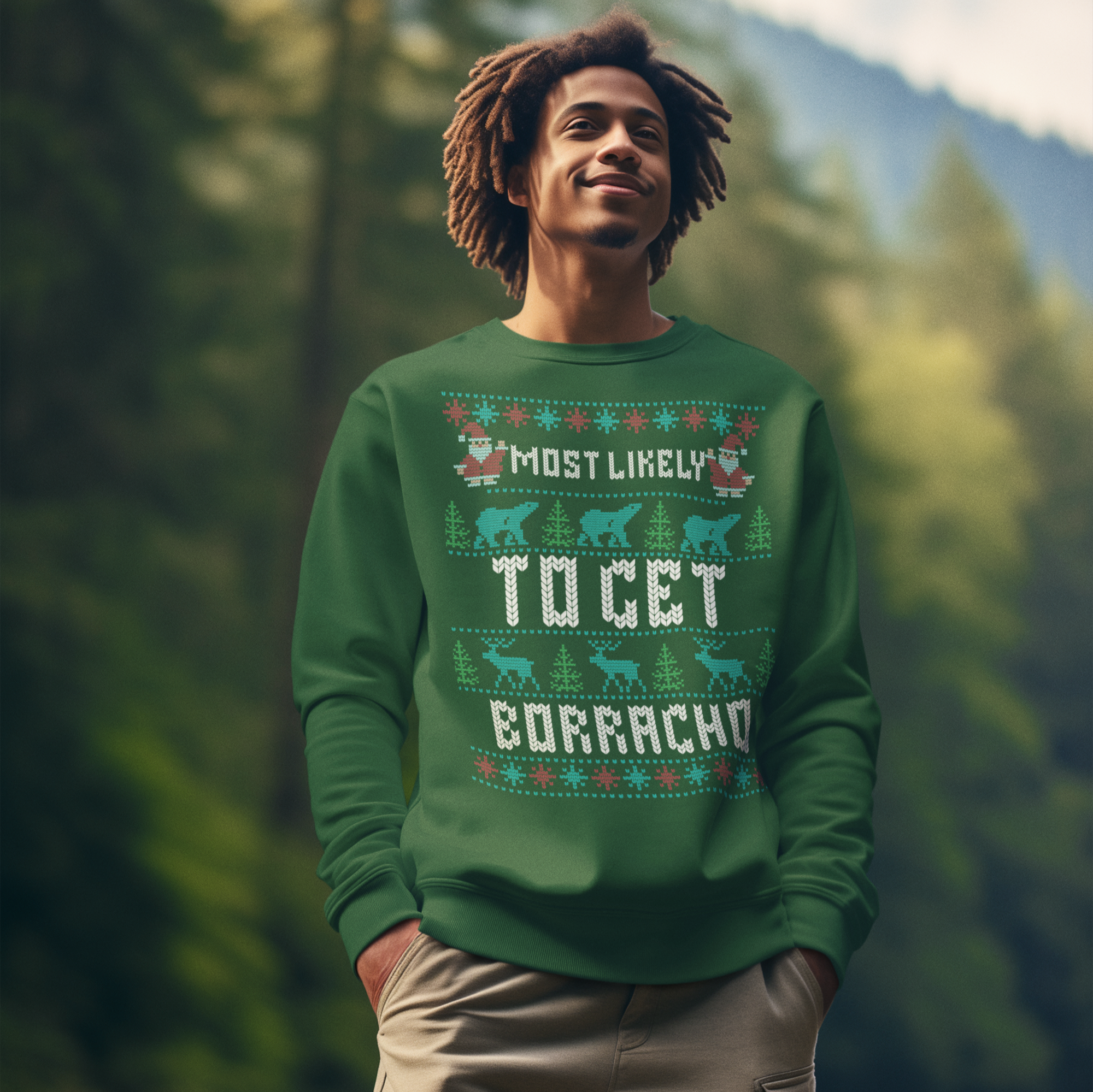 Sudadera navideña "El más probable de emborracharse" | Latino | 3 colores