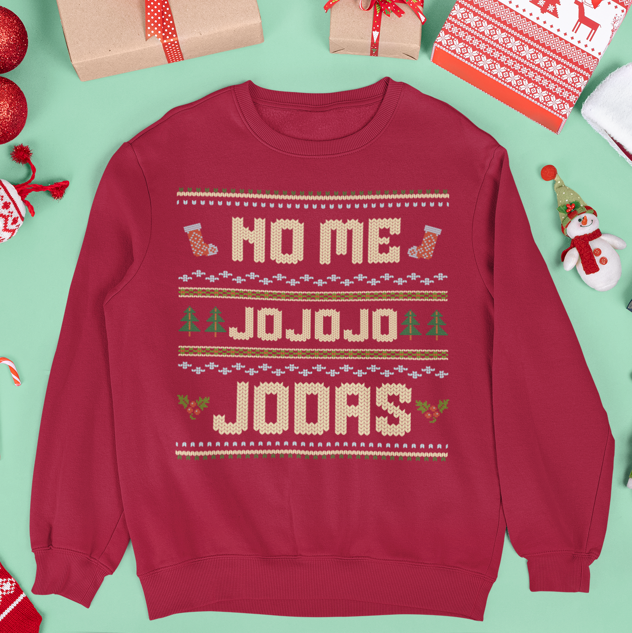 Sudadera Fea Navideña con cuello redondo "No Me Jo Jo Jodas" | Española Latina Divertida | 3 colores
