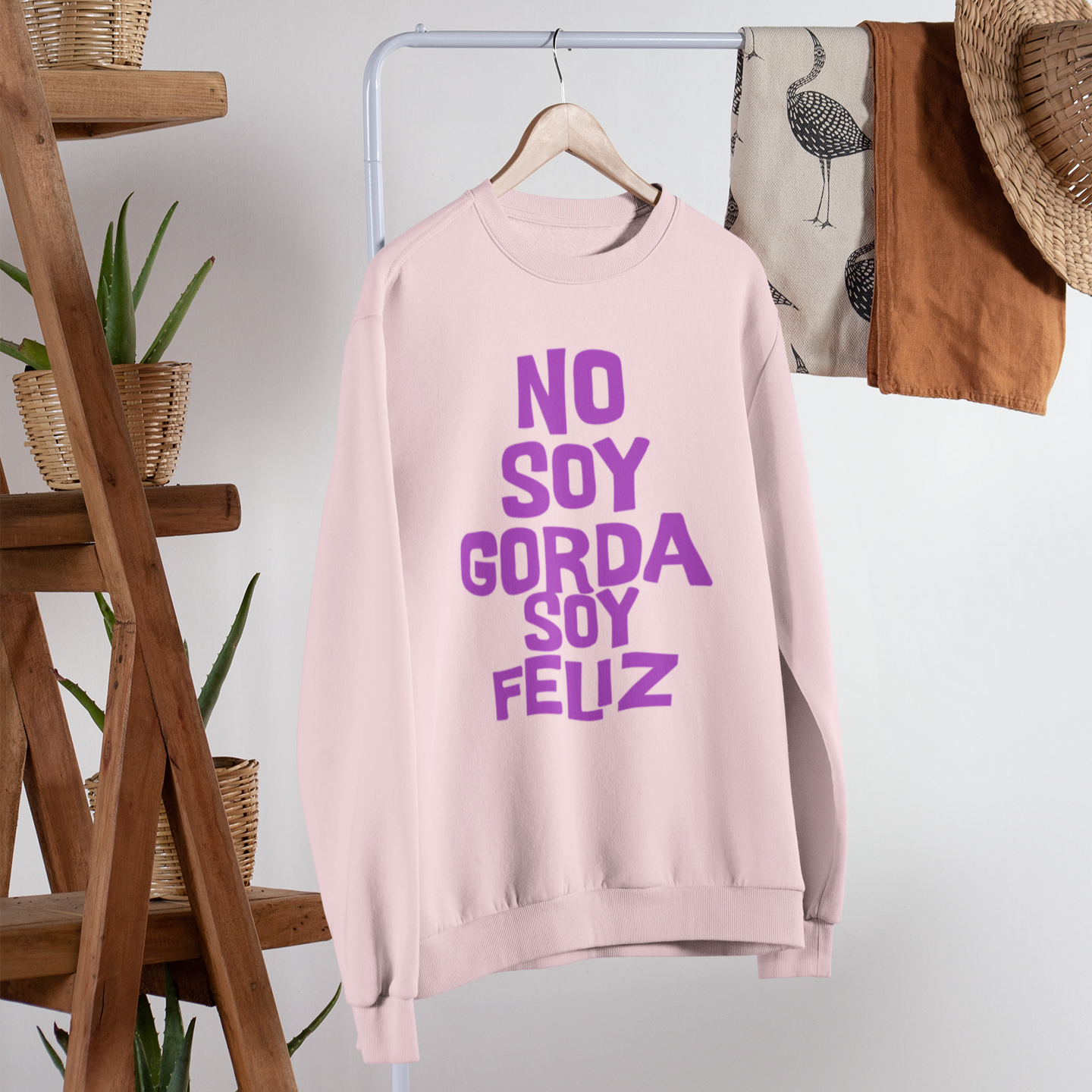 Sudadera de cuello redondo "No Soy Gorda Soy Feliz" | Meme latino viral divertido | 3 colores