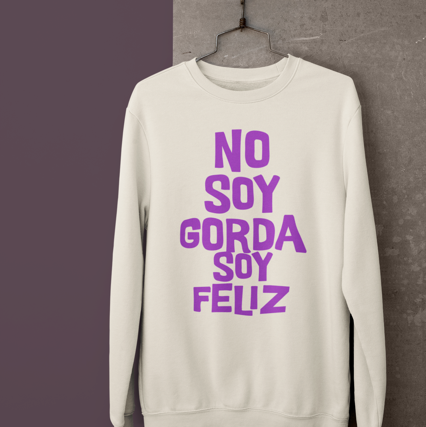 Sudadera de cuello redondo "No Soy Gorda Soy Feliz" | Meme latino viral divertido | 3 colores