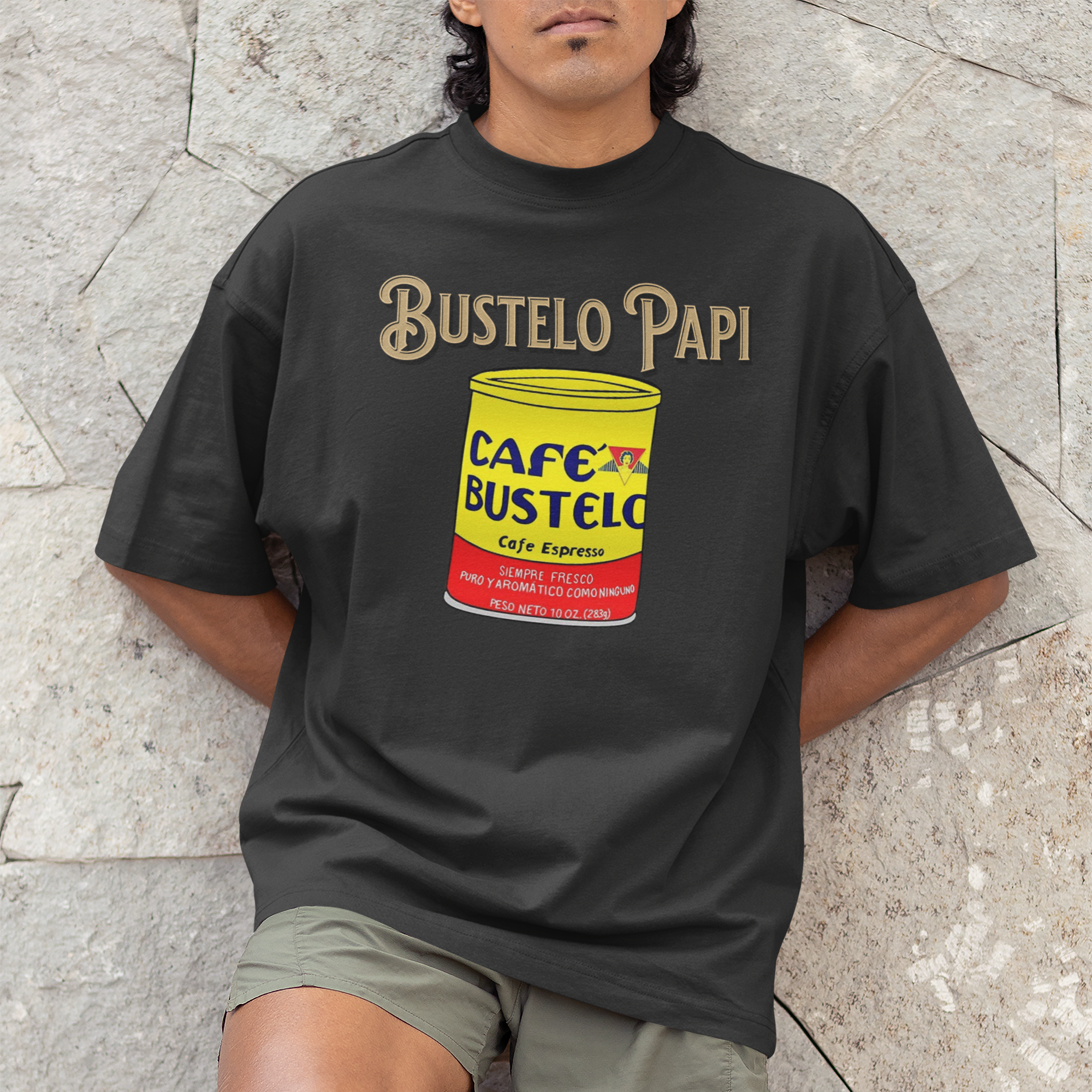 Camiseta Bustelo Papi Cafecito Cafe Latino America Lata | Camisetas Latinas Graciosas Virales | 3 Colores