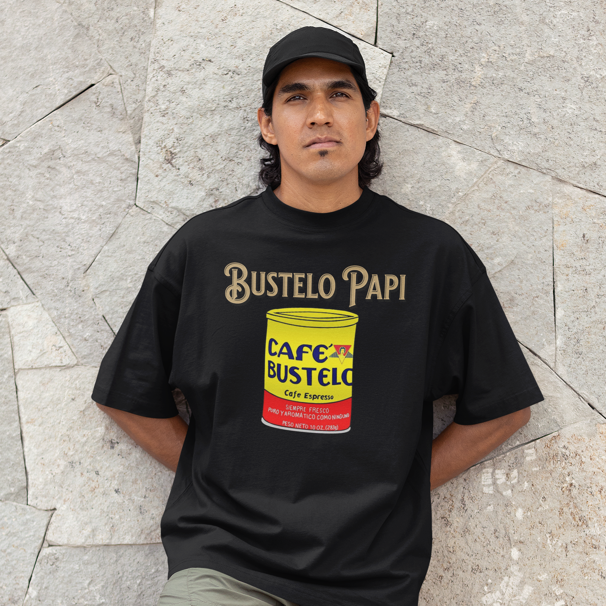 Camiseta Bustelo Papi Cafecito Cafe Latino America Lata | Camisetas Latinas Graciosas Virales | 3 Colores