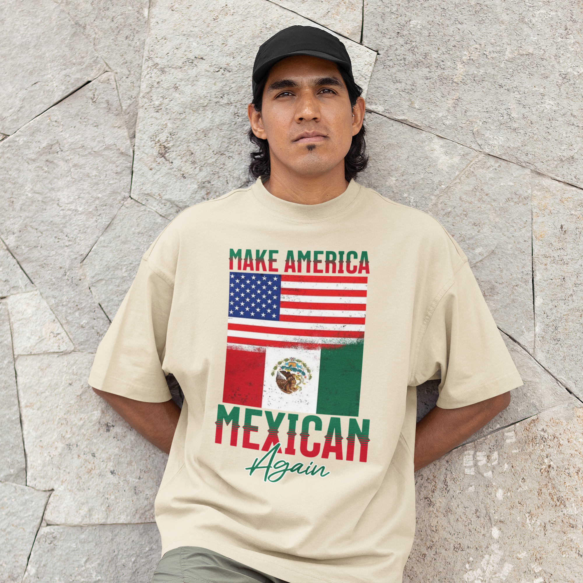 Camiseta "Haz América Mexicana de Nuevo" | Banderas de México y EE. UU. Camisetas Latinas Virales | 3 Colores