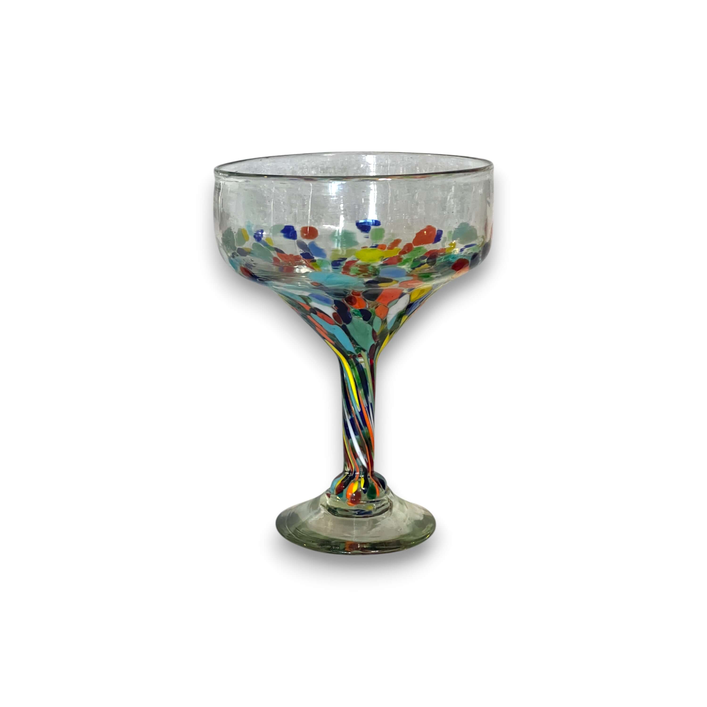 Hand-Blown Mexican Margarita Glass | Confetti Speckle Style