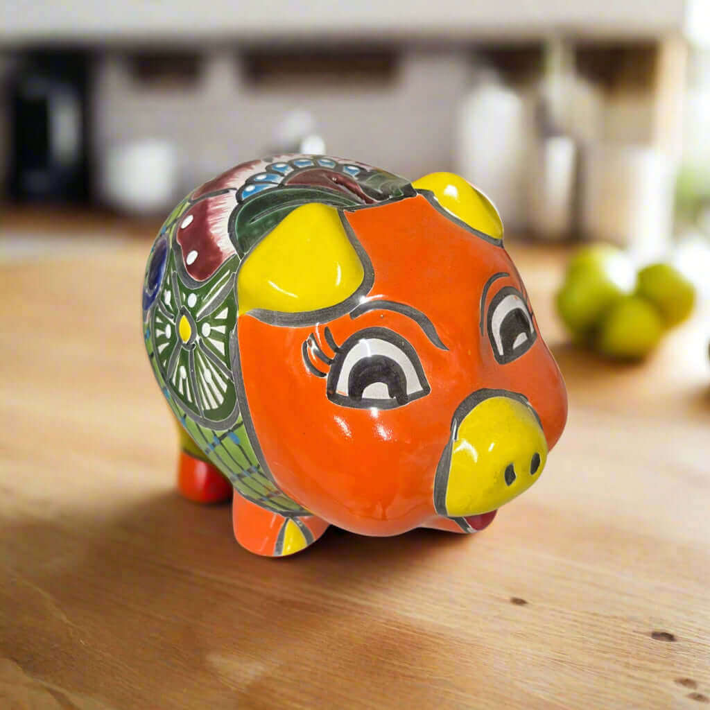 Alcancia de Talavera | Alcancía de cerámica mexicana pintada a mano